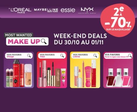 Week-end deals : 2° à -70% sur le maquillage L'Oréal, Maybelline, Essie et NYX