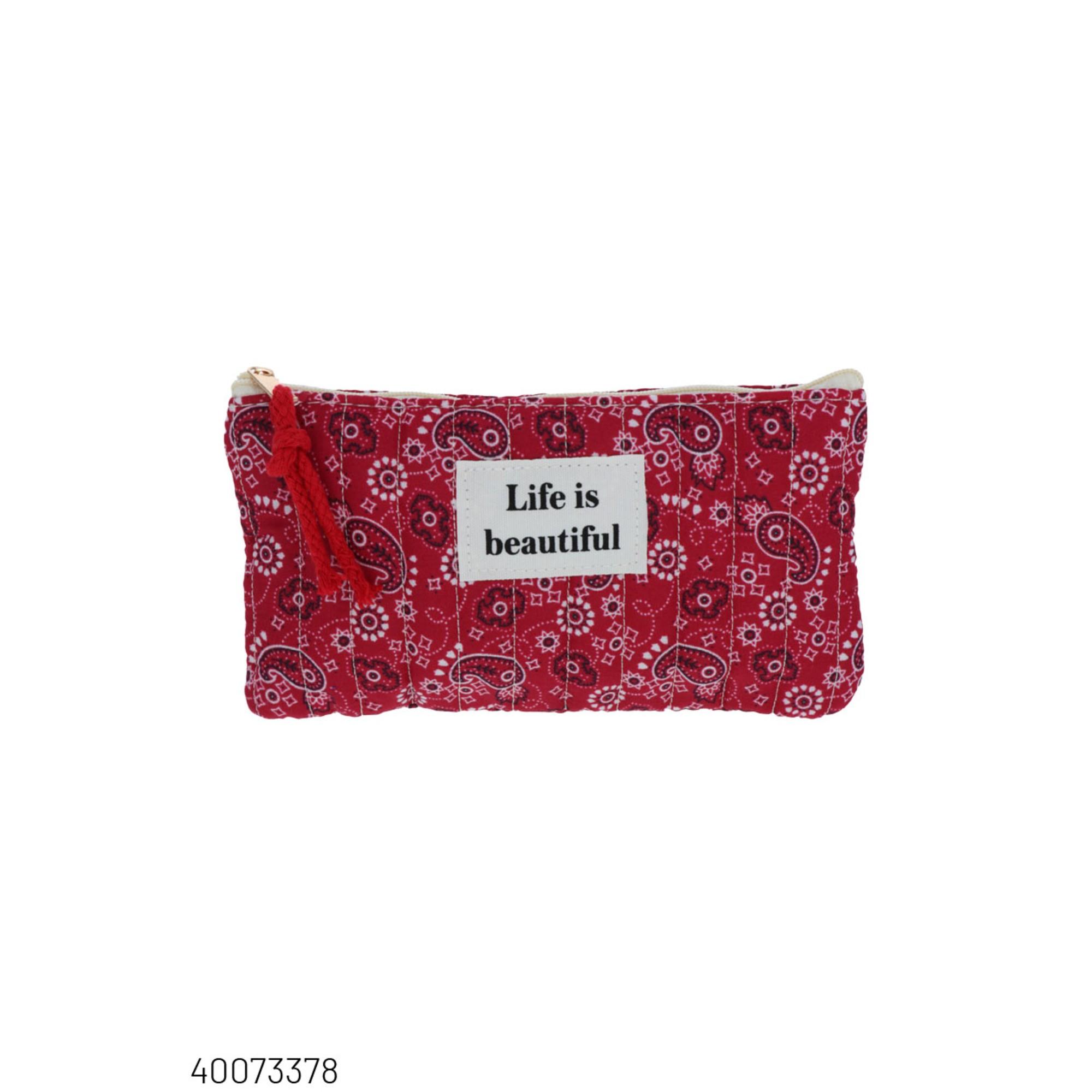 Pochette bandana "Life is beautiful" rouge