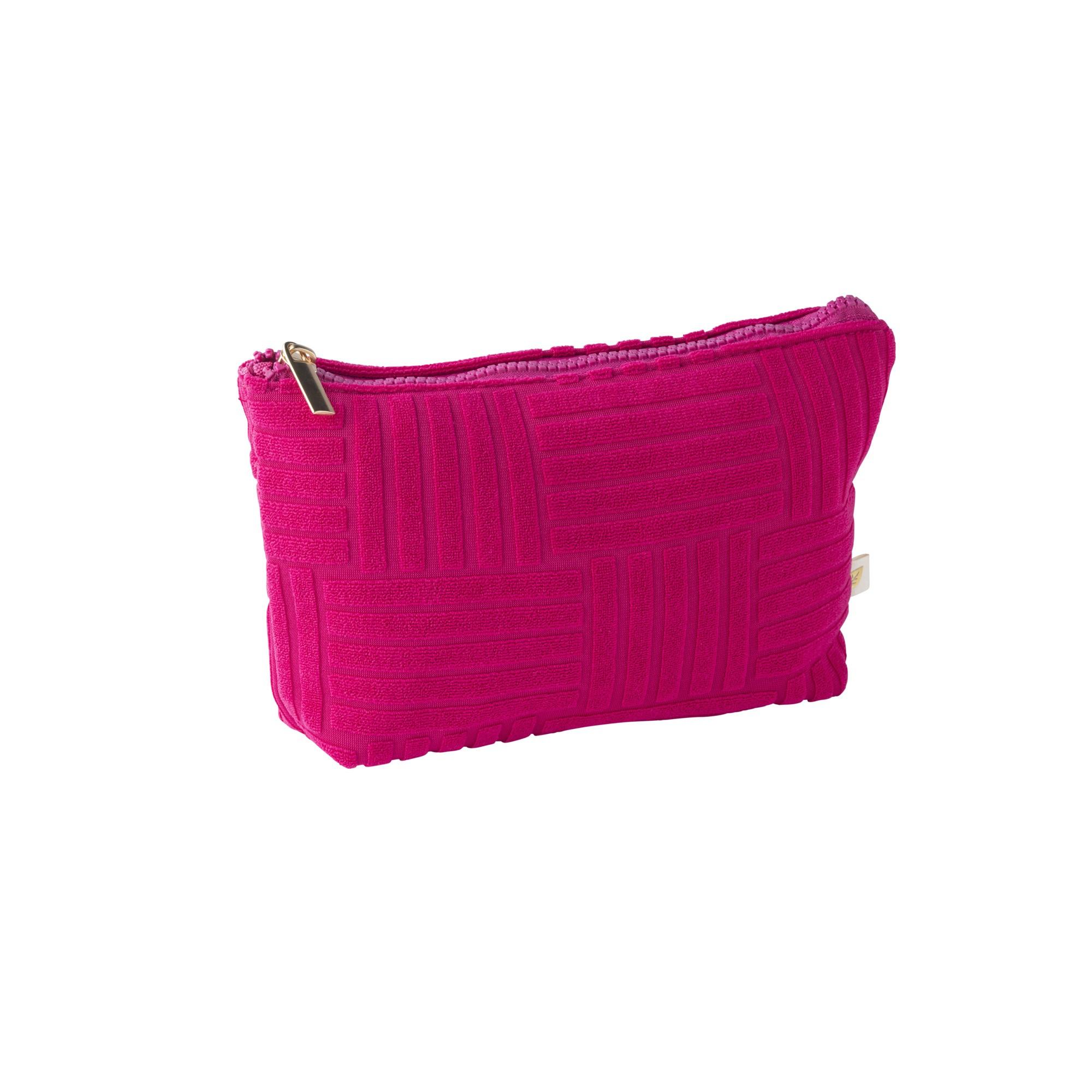 Trousse en tissu éponge jacquard fuchsia 18 x 13 x 5 cm