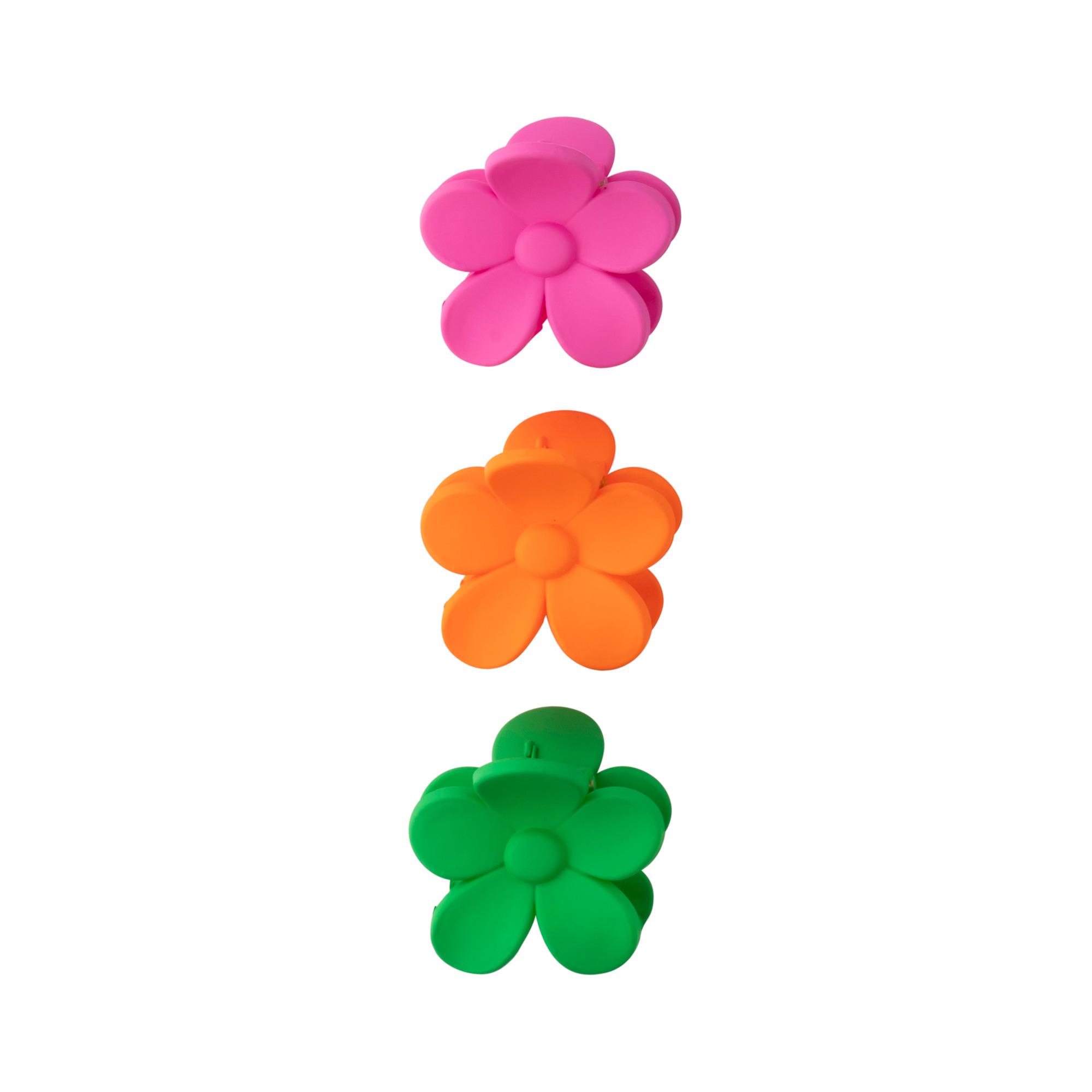 Lot de 3 Mini Pinces à Cheveux Crabe Fleur Mate Multicolore 4cm