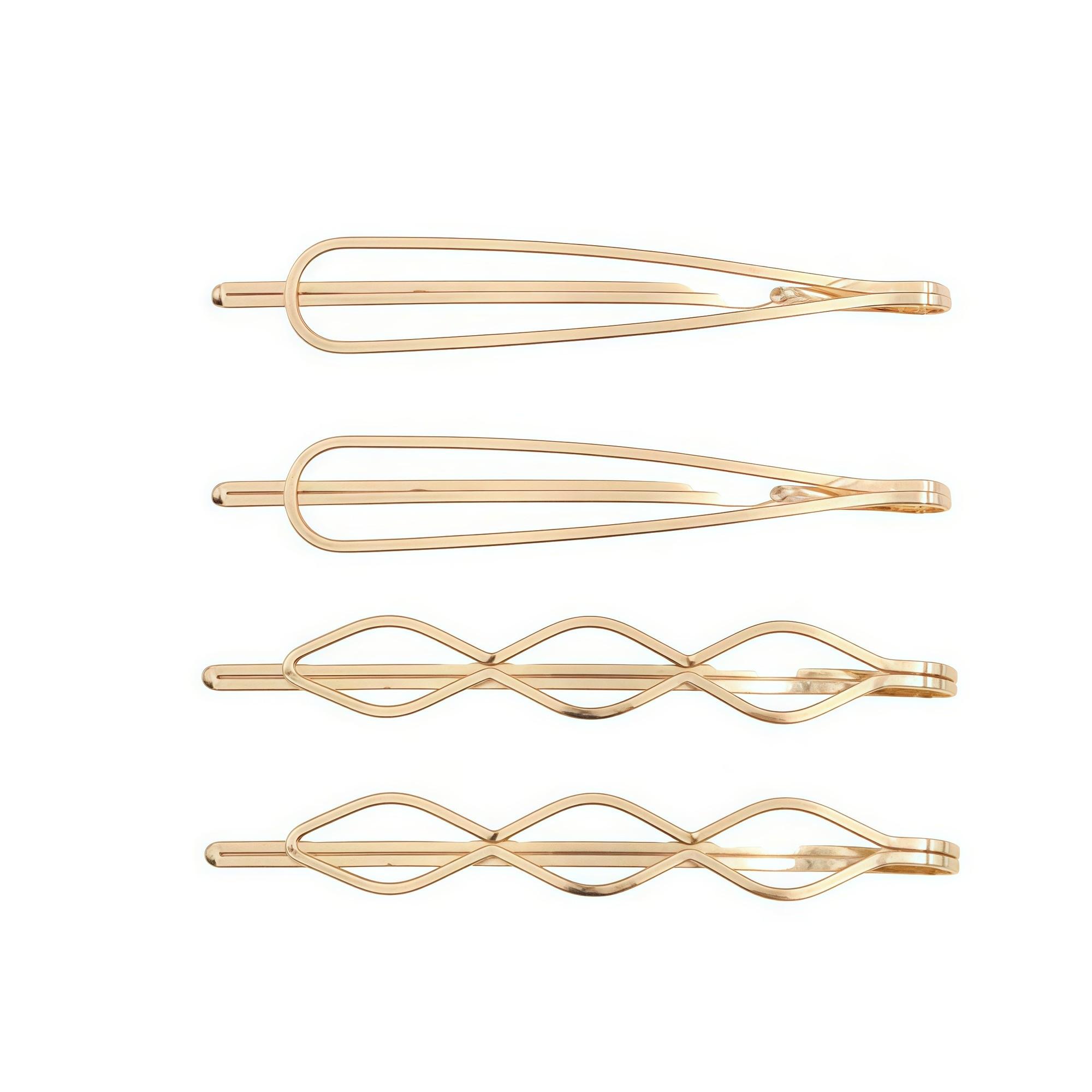 Barrette creuse métal or 5cm - 4PC