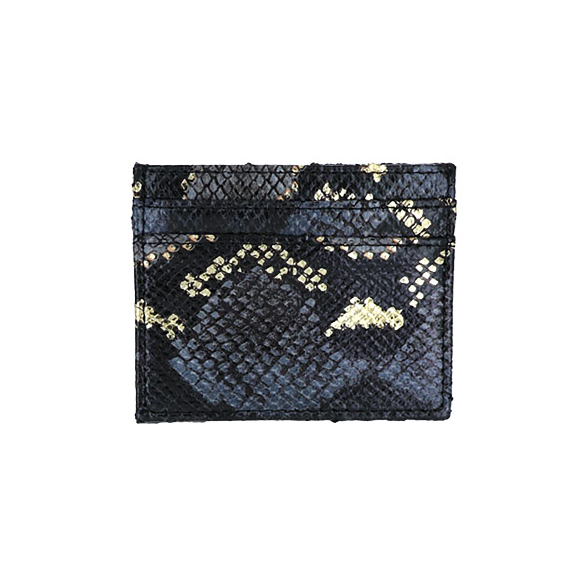 Porte-cartes imitation serpent gris/noir