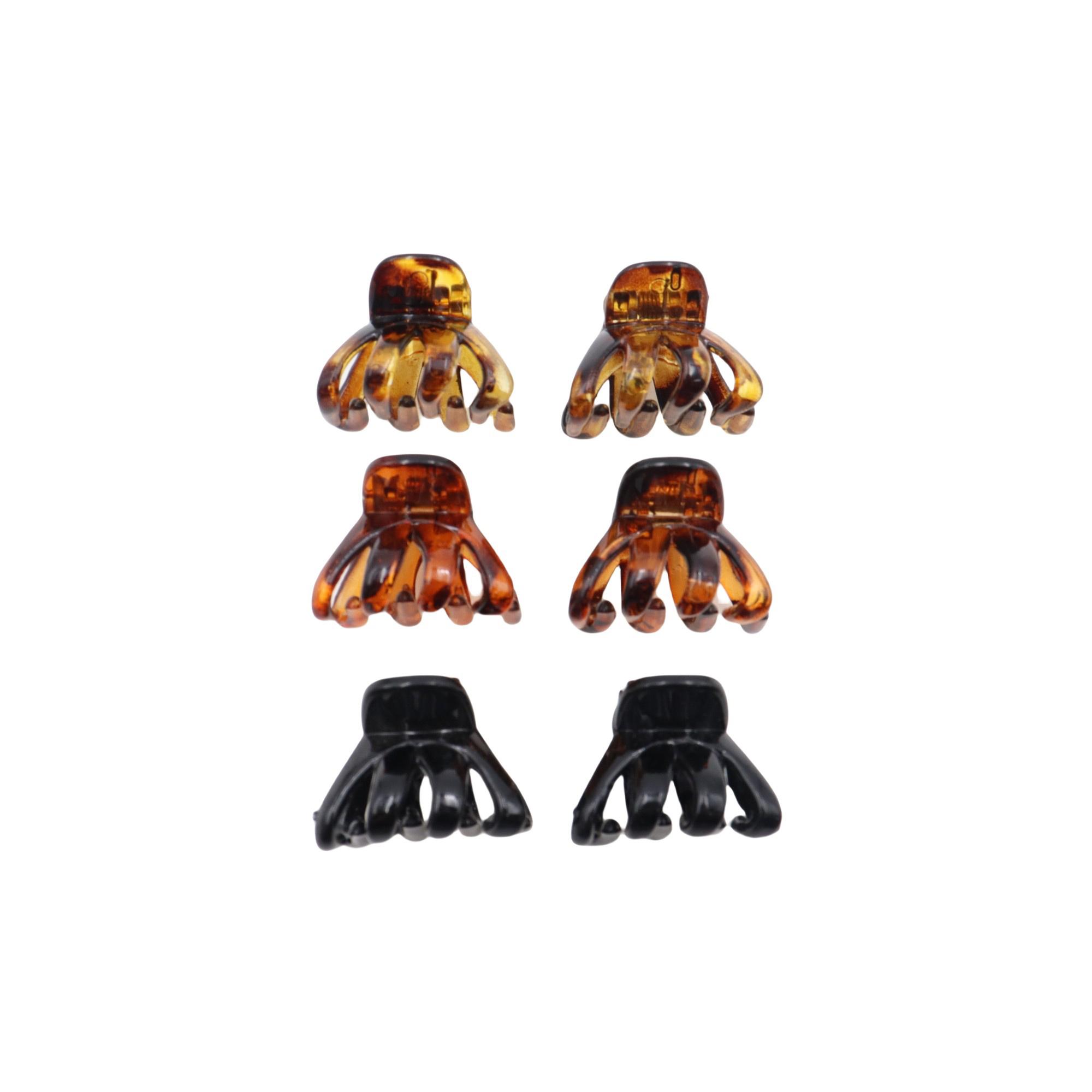 Lot de 6 Mini Pince à Cheveux Crabe 3 Couleurs