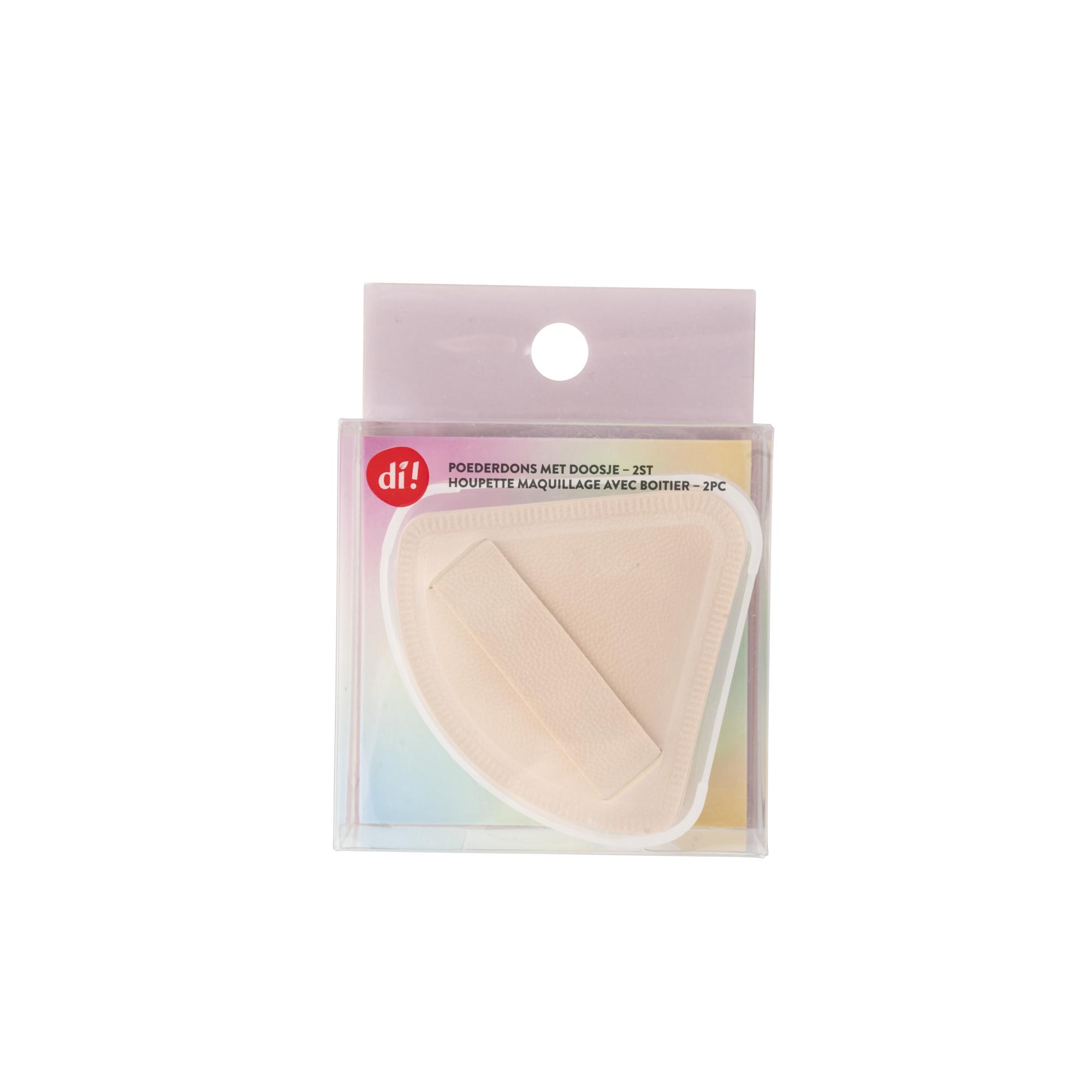 Houppette de Maquillage Triangle Nude avec boitier - 2 Pièces