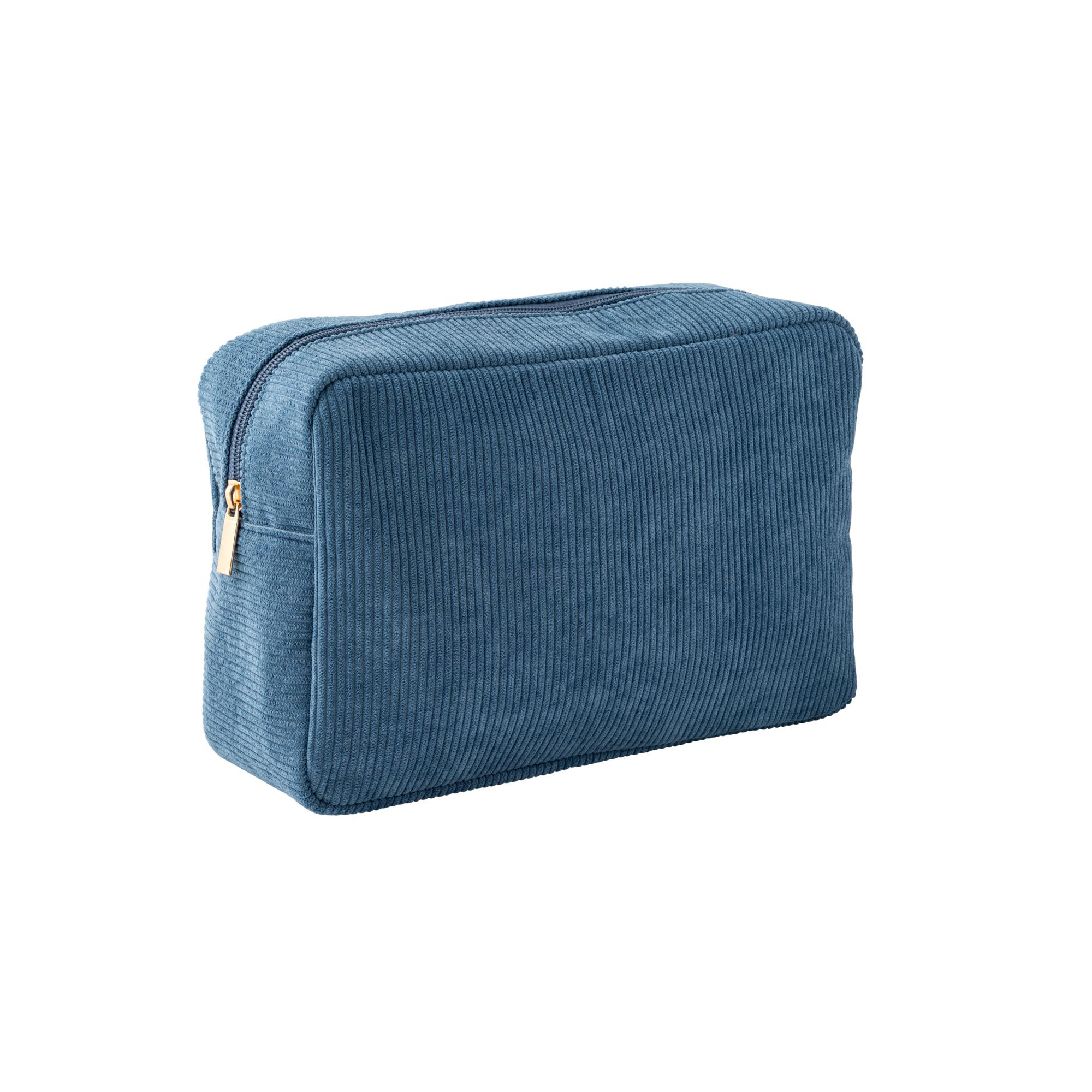 Trousse large velours côtelé bleu