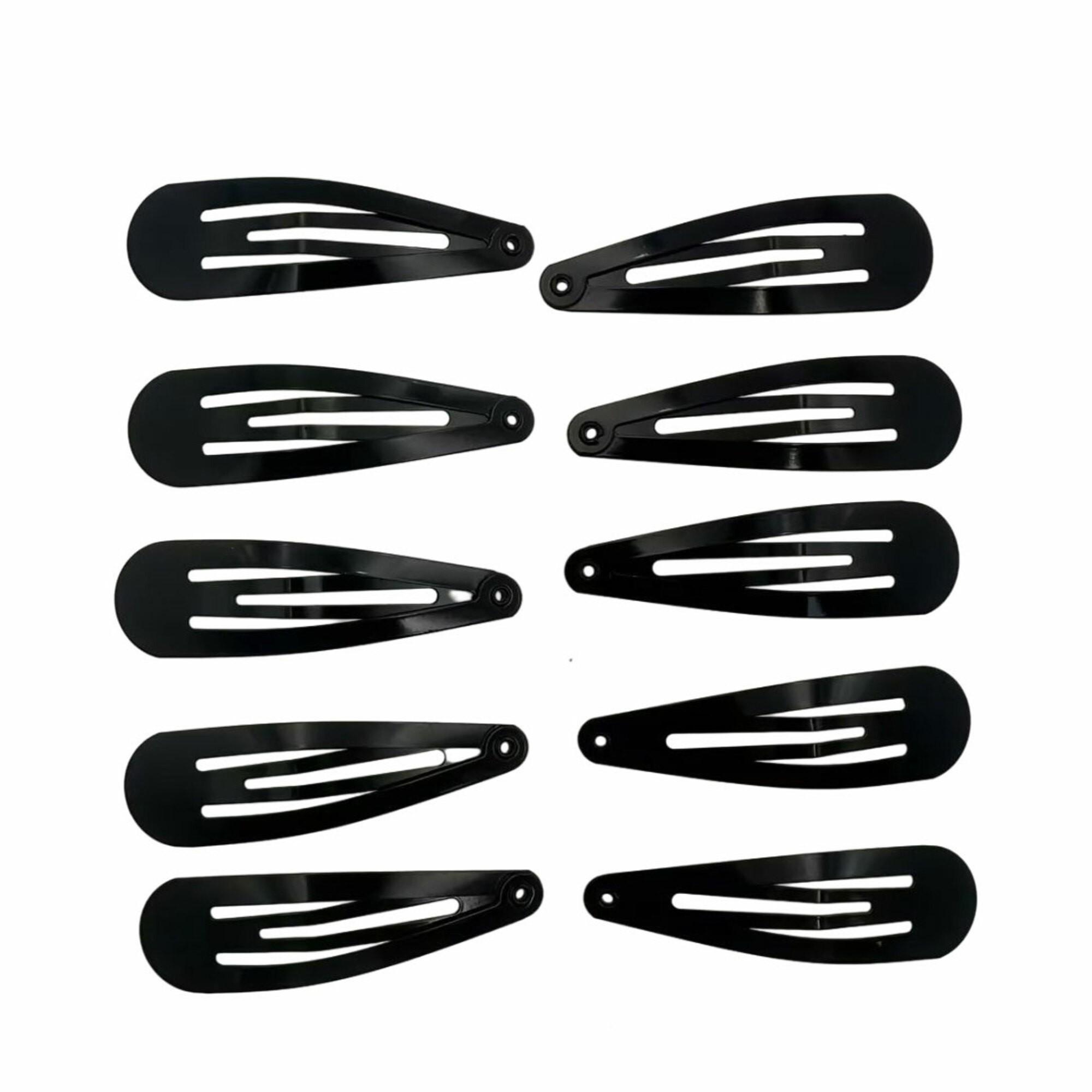 Pinces clic-clac basiques noires 5 cm - 10 pièces