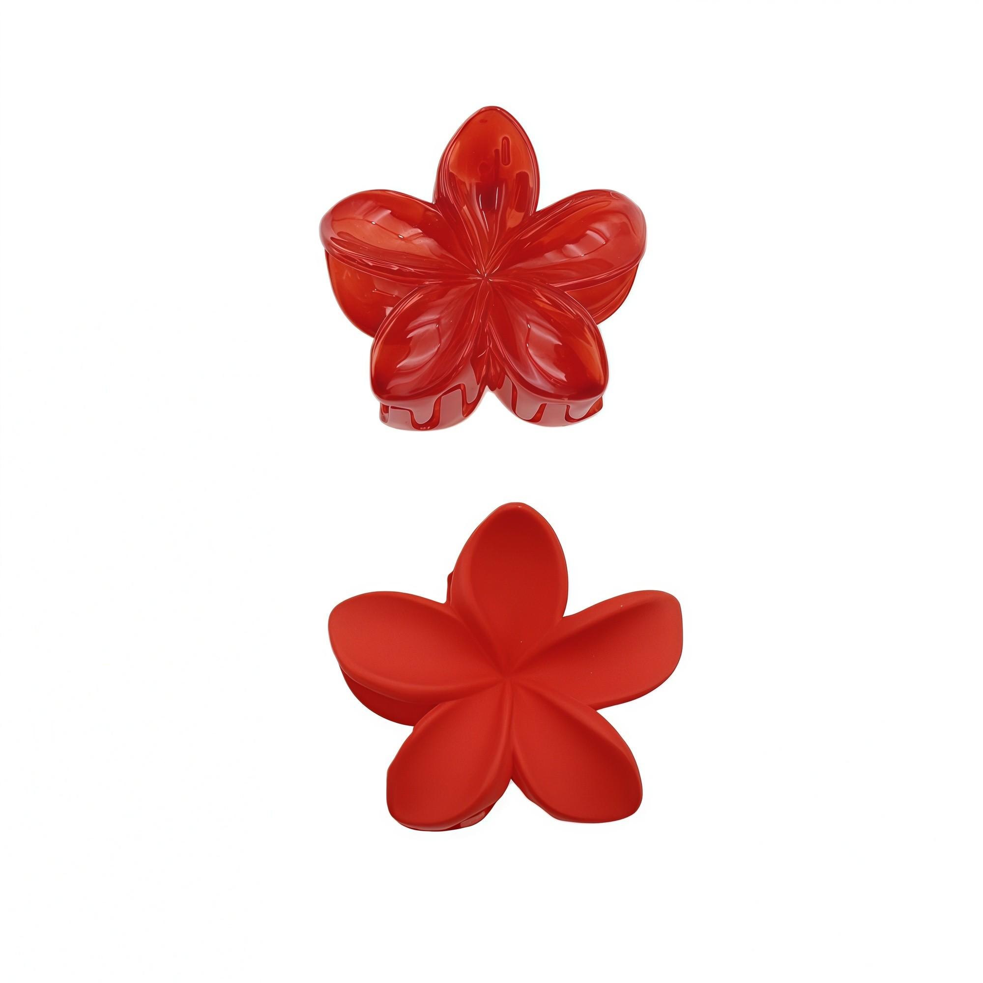 Pince fleur frangipanier rouge 6 cm - 2PC