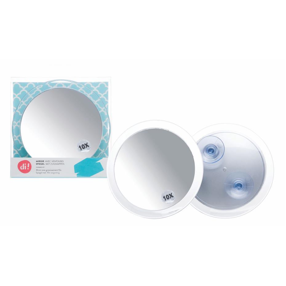 Miroir grossissant 10x avec ventouses