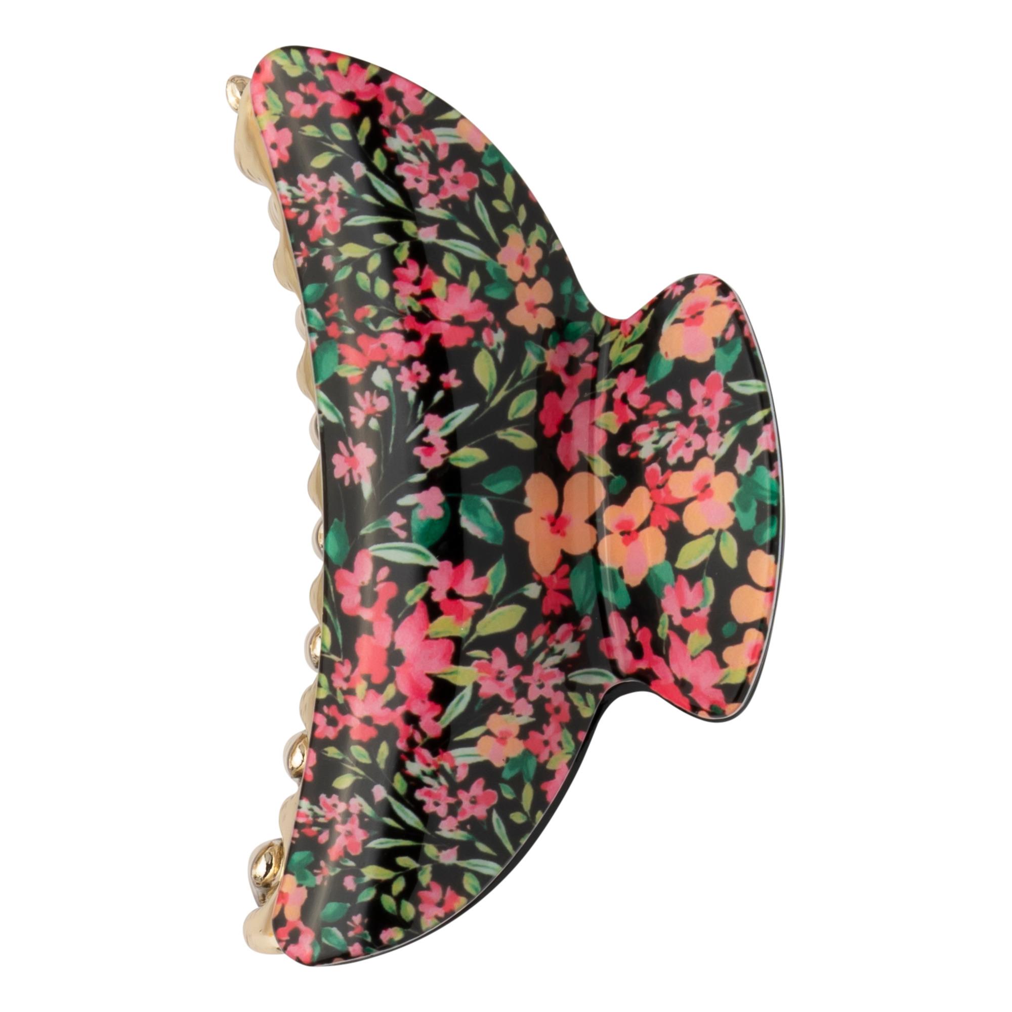 Pince à cheveux Crabe Ronde Fleurie 9cm