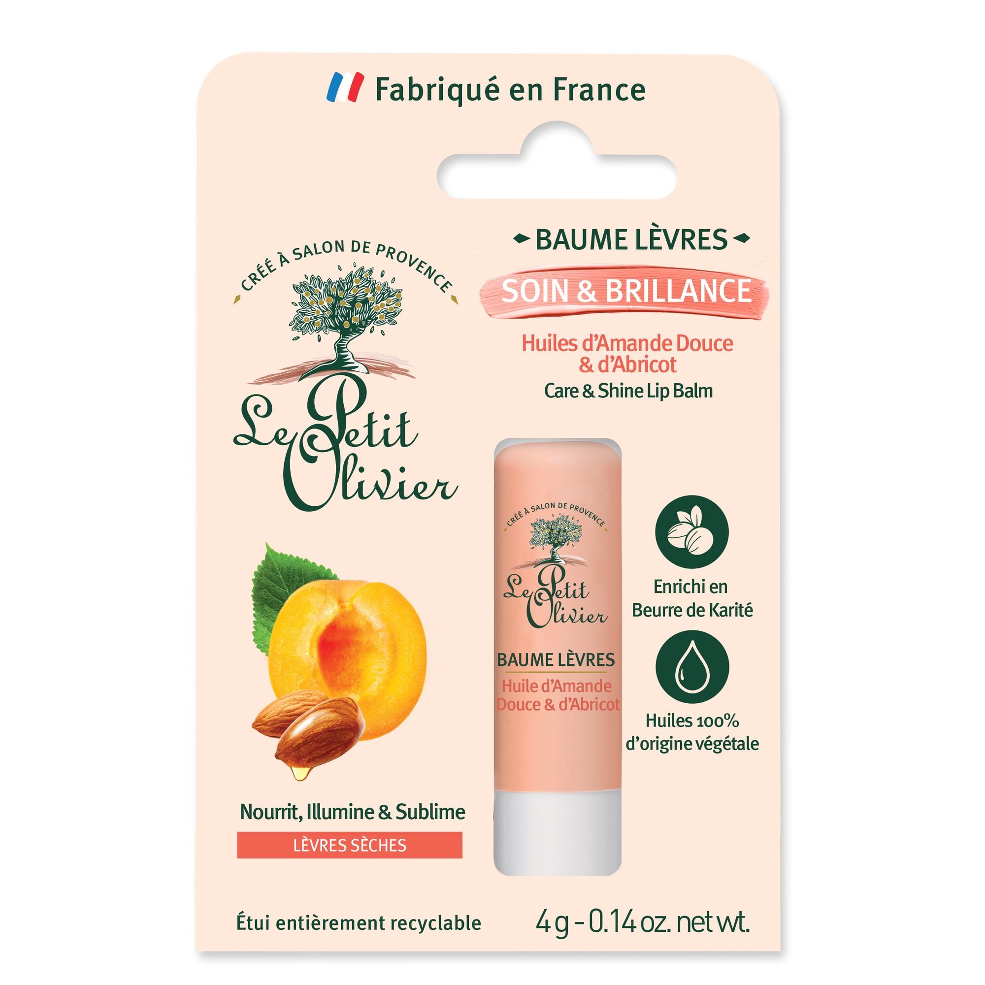 Baume Lèvres - Soin & Brillance - Huiles d'Abricot & d'Amande Douce