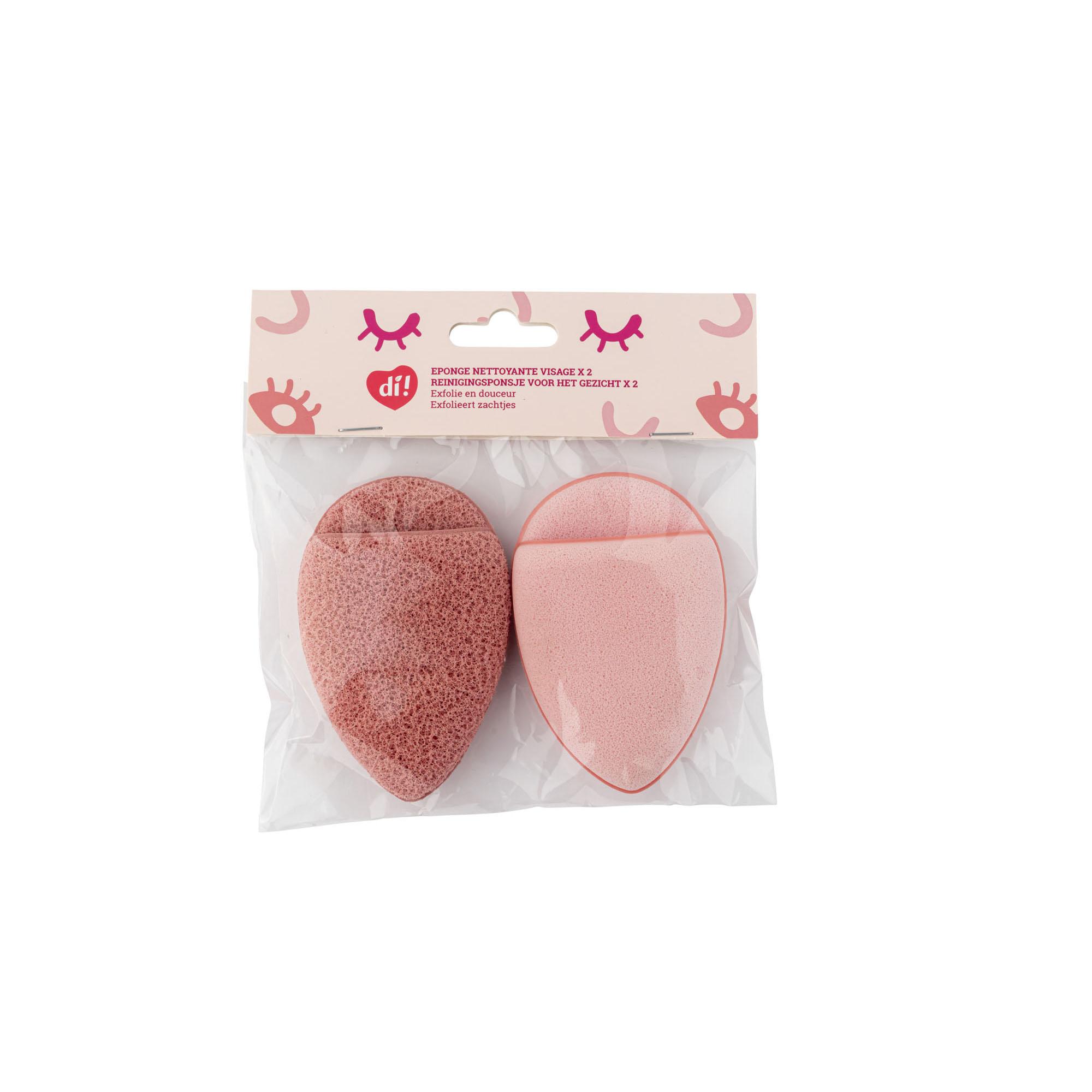Éponge Nettoyante Visage Goutte Rose & Nude - Lot de 2