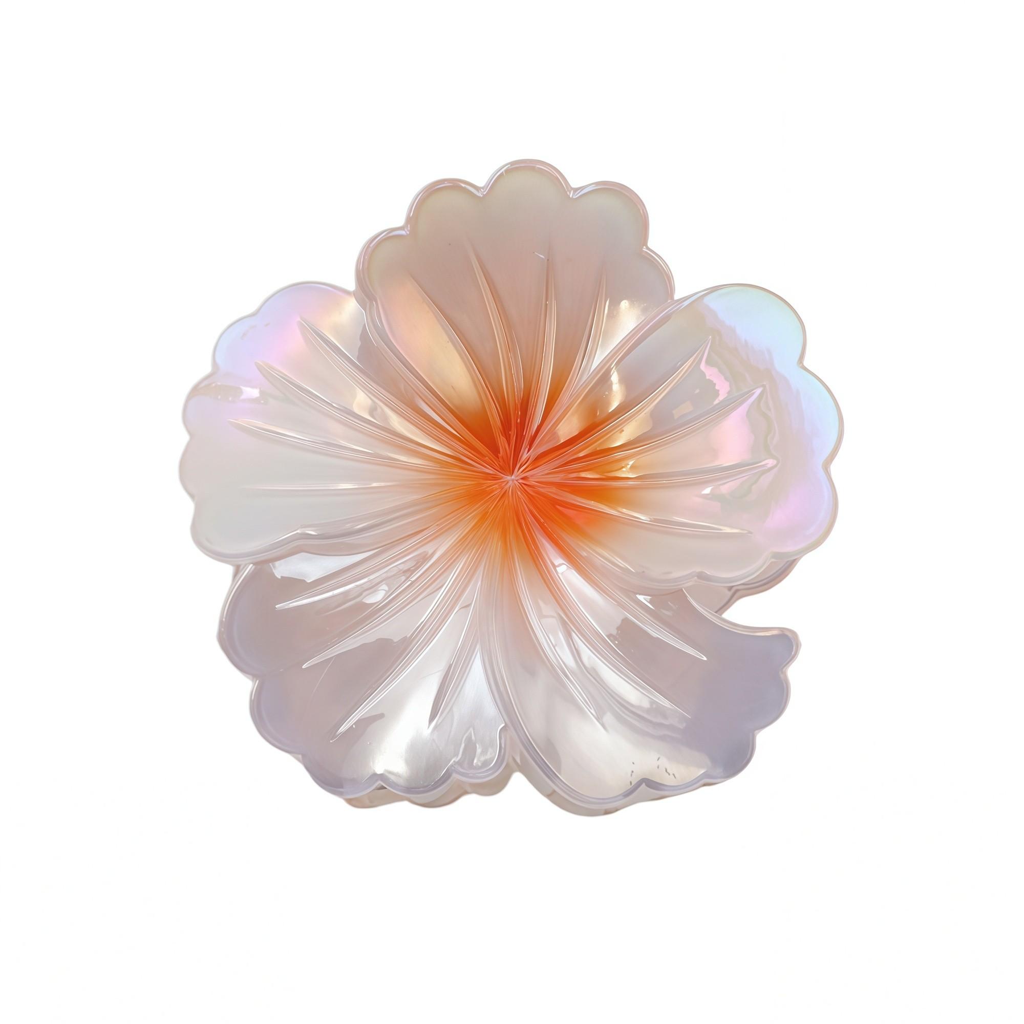 Pince fleur hibiscus blanc holographique 7,3CM