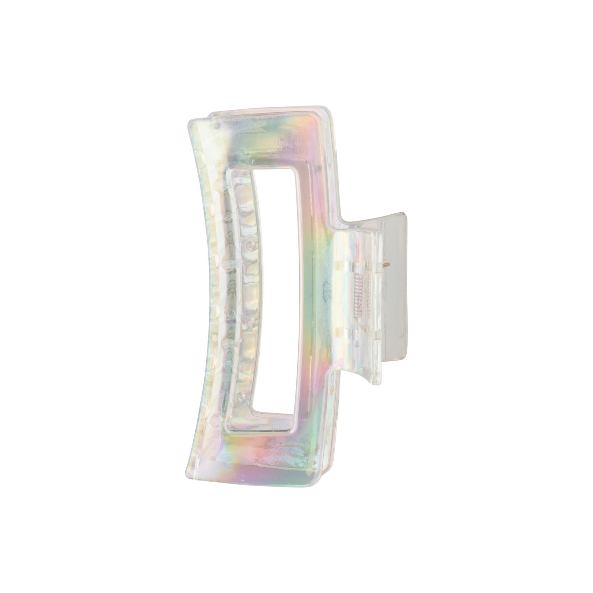 Pince à cheveux Crabe Rectangulaire Holographique Transparente 11cm
