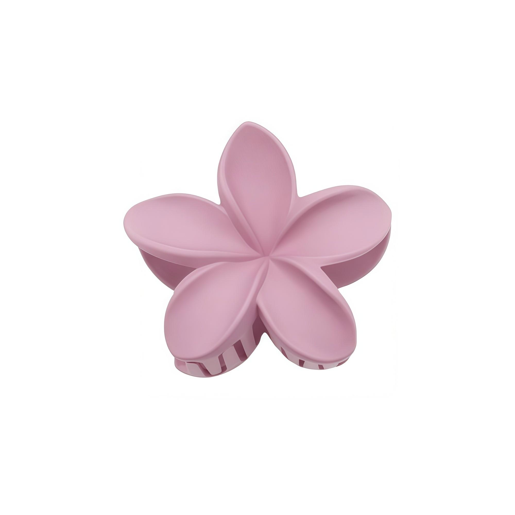 Pince à cheveux fleur mat rose 8,5cm