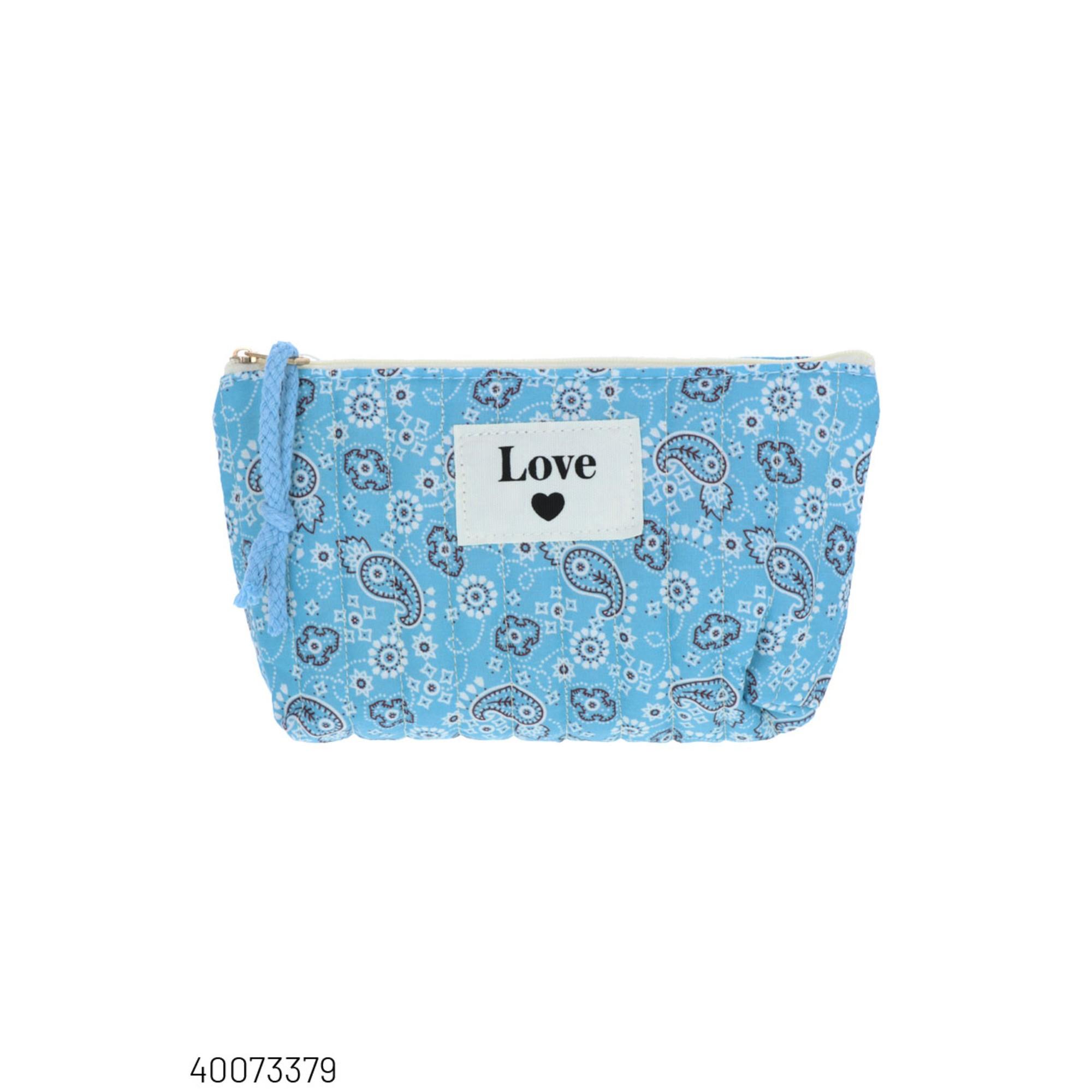Trousse bandana "Love" bleu ciel