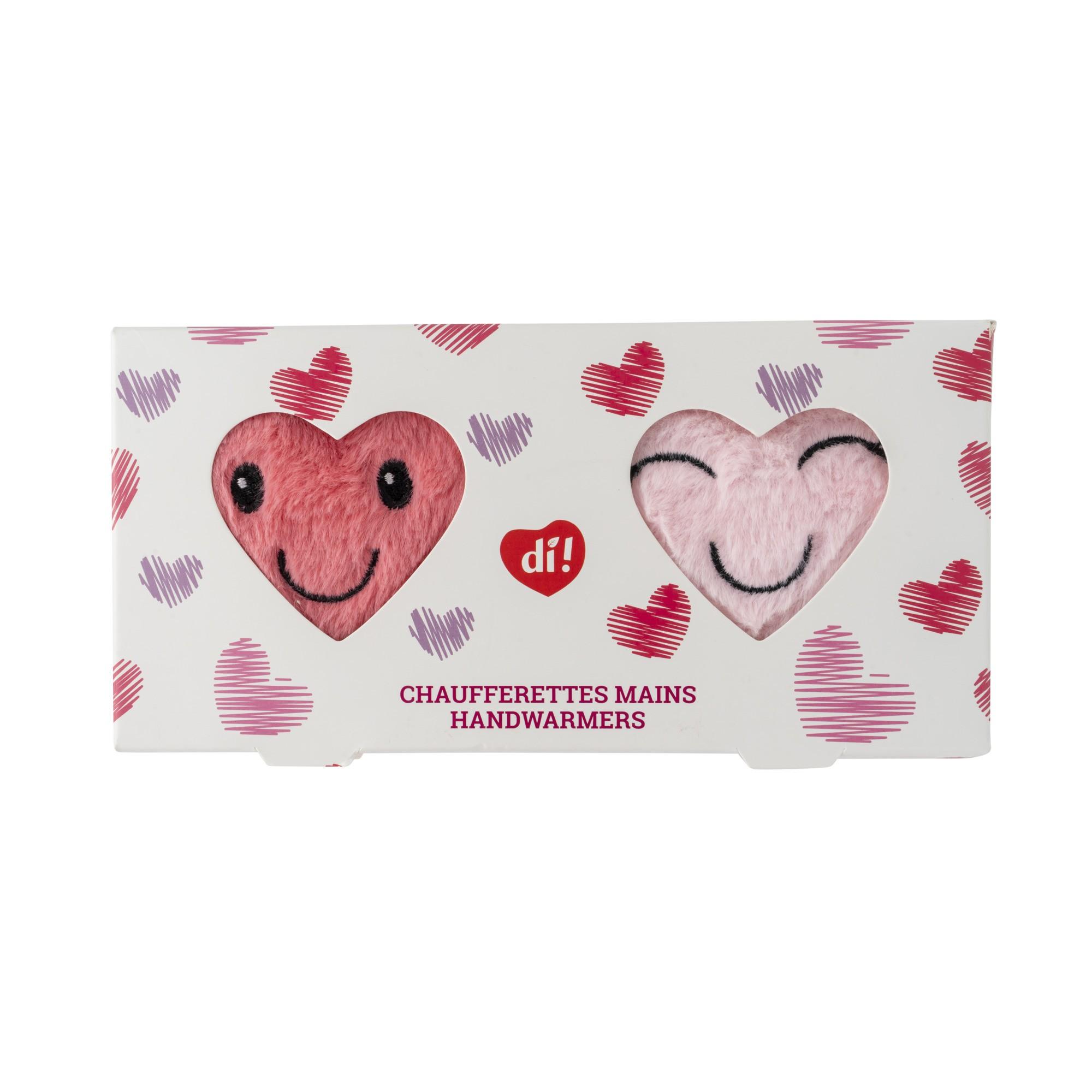 Chauffe-mains en peluche cœur - 2 pièces