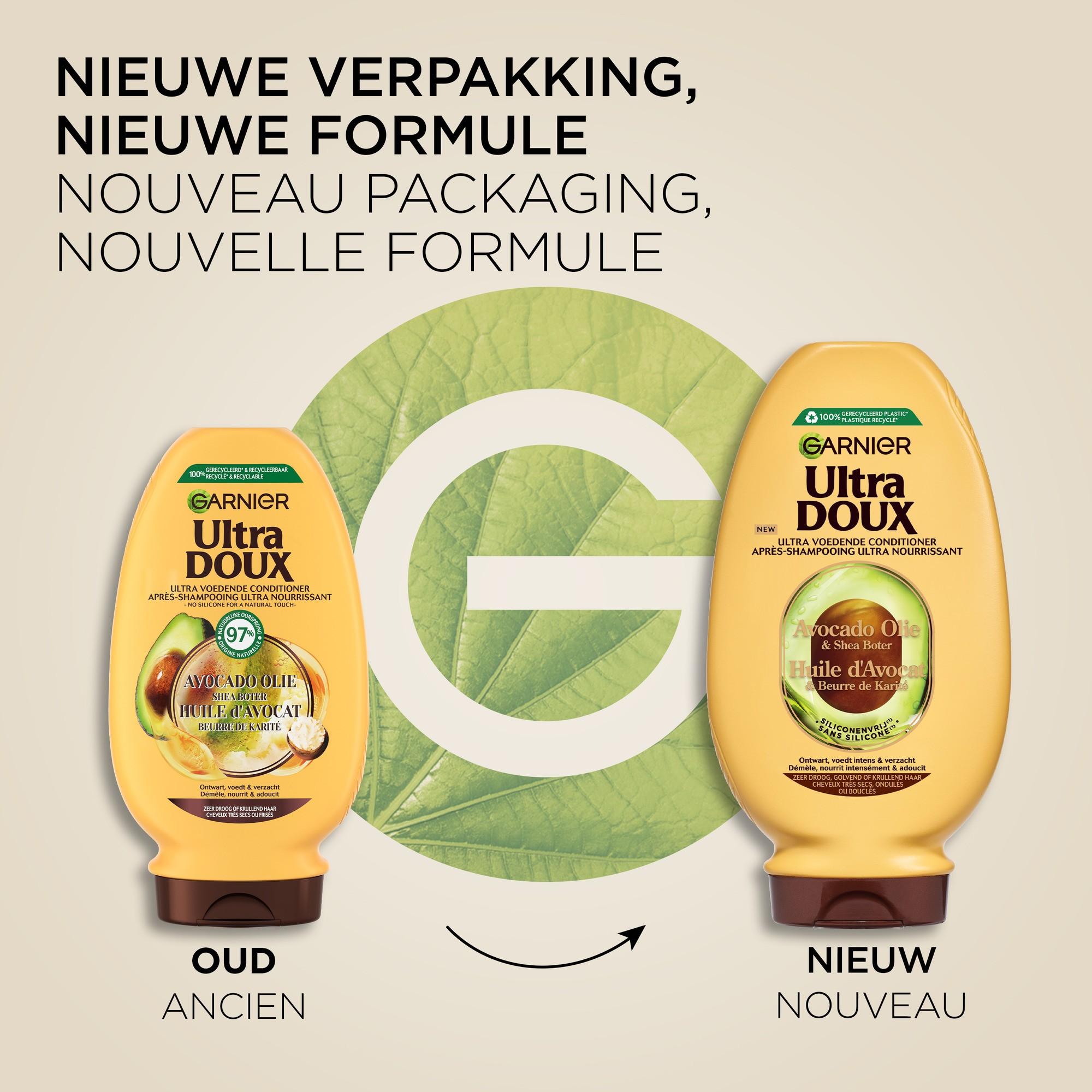 Après-shampooing Garnier Ultra Doux Nourrissant Avocat Et Karité - 250 Ml, Sans Silicone Ni Sulfate, Neuf