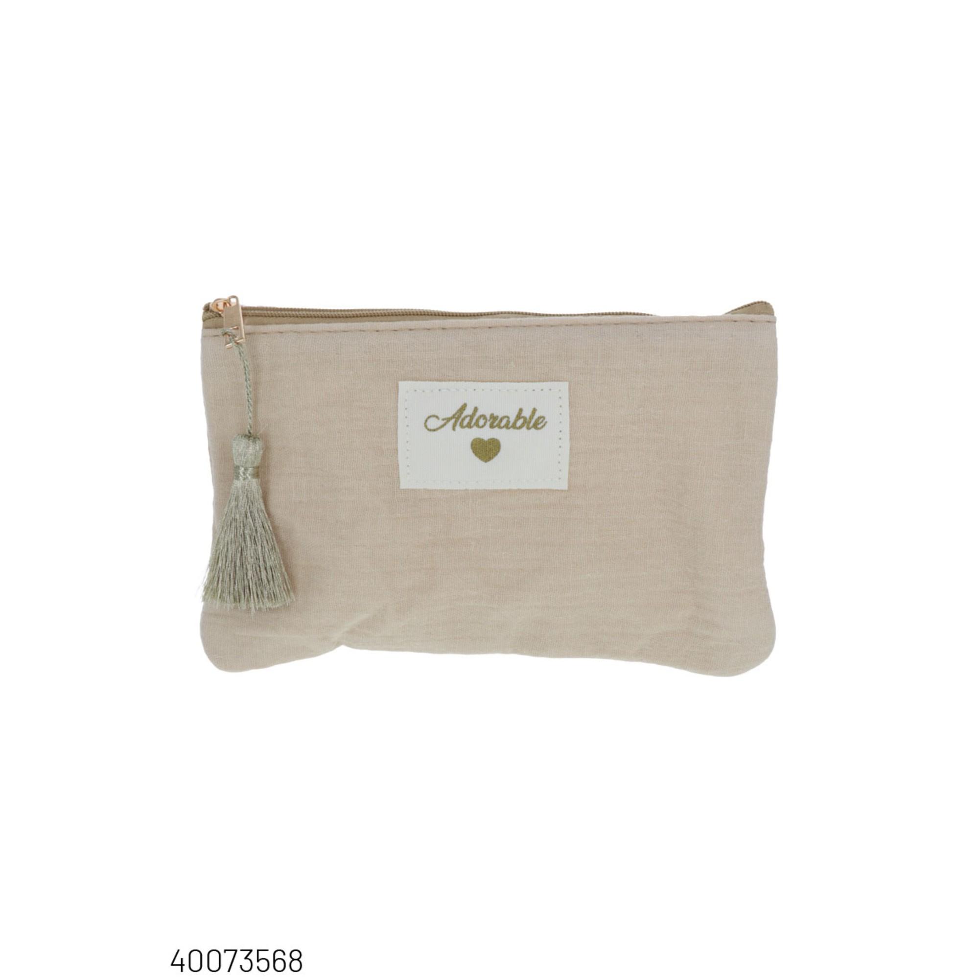 Pochette gaze de coton "Adorable" beige