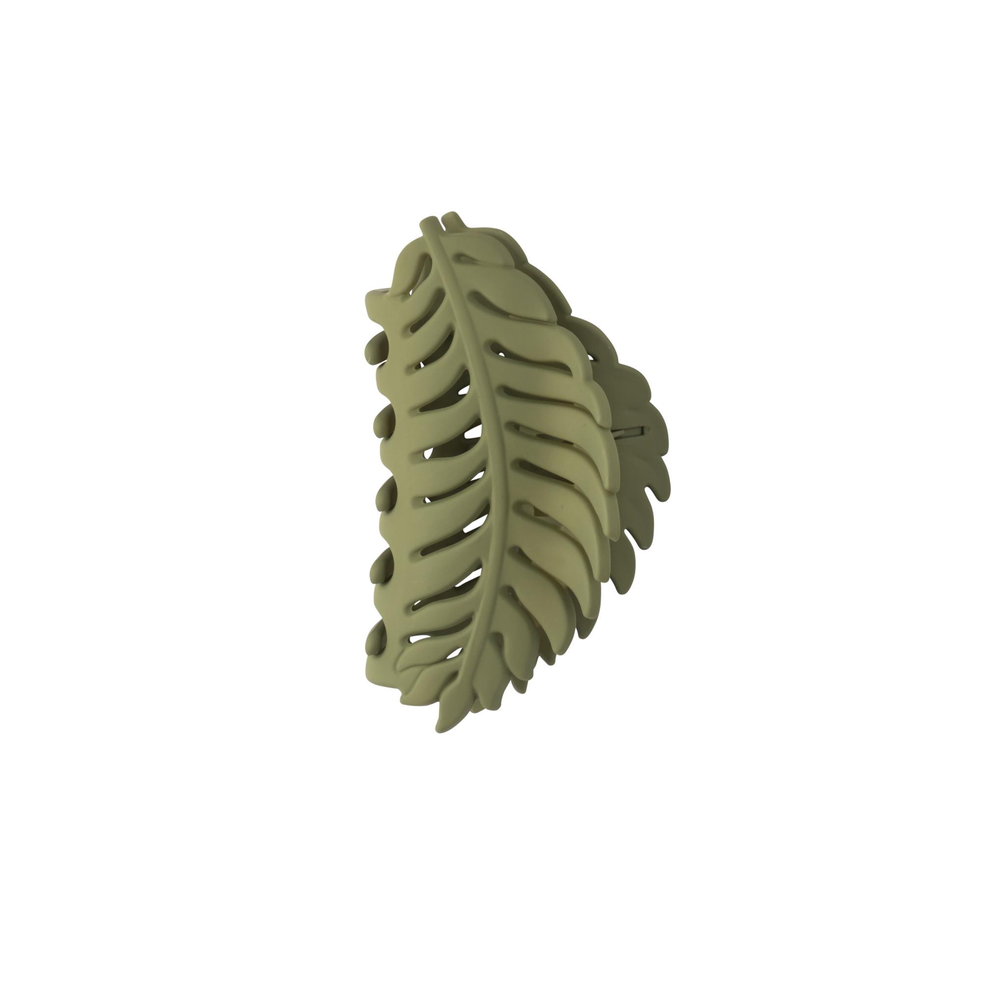 Pince à cheveux Crabe Feuille Vert Mat 8cm