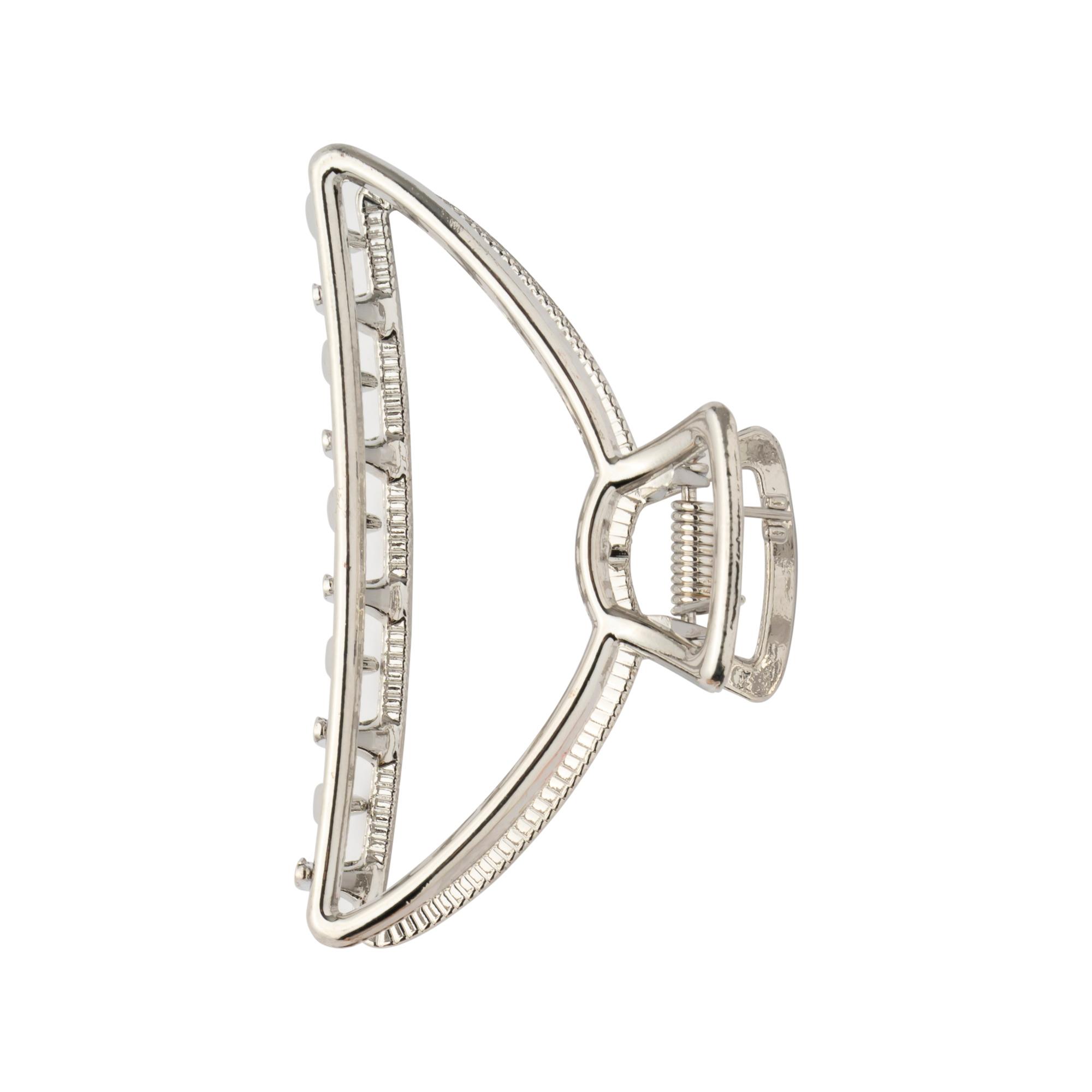 Pince à Cheveux Crabe Triangulaire Métal Argenté 7,5cm