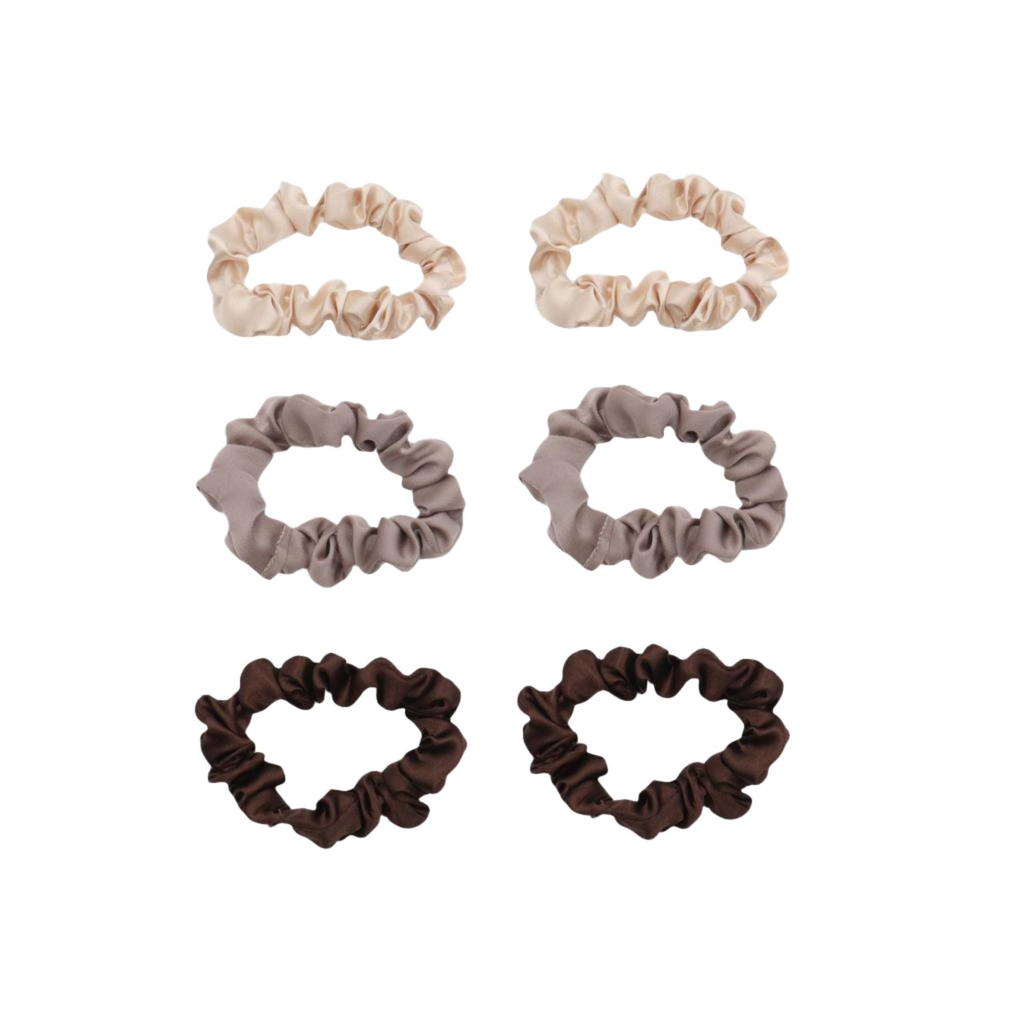 Lot de 6 mini chouchous satinés