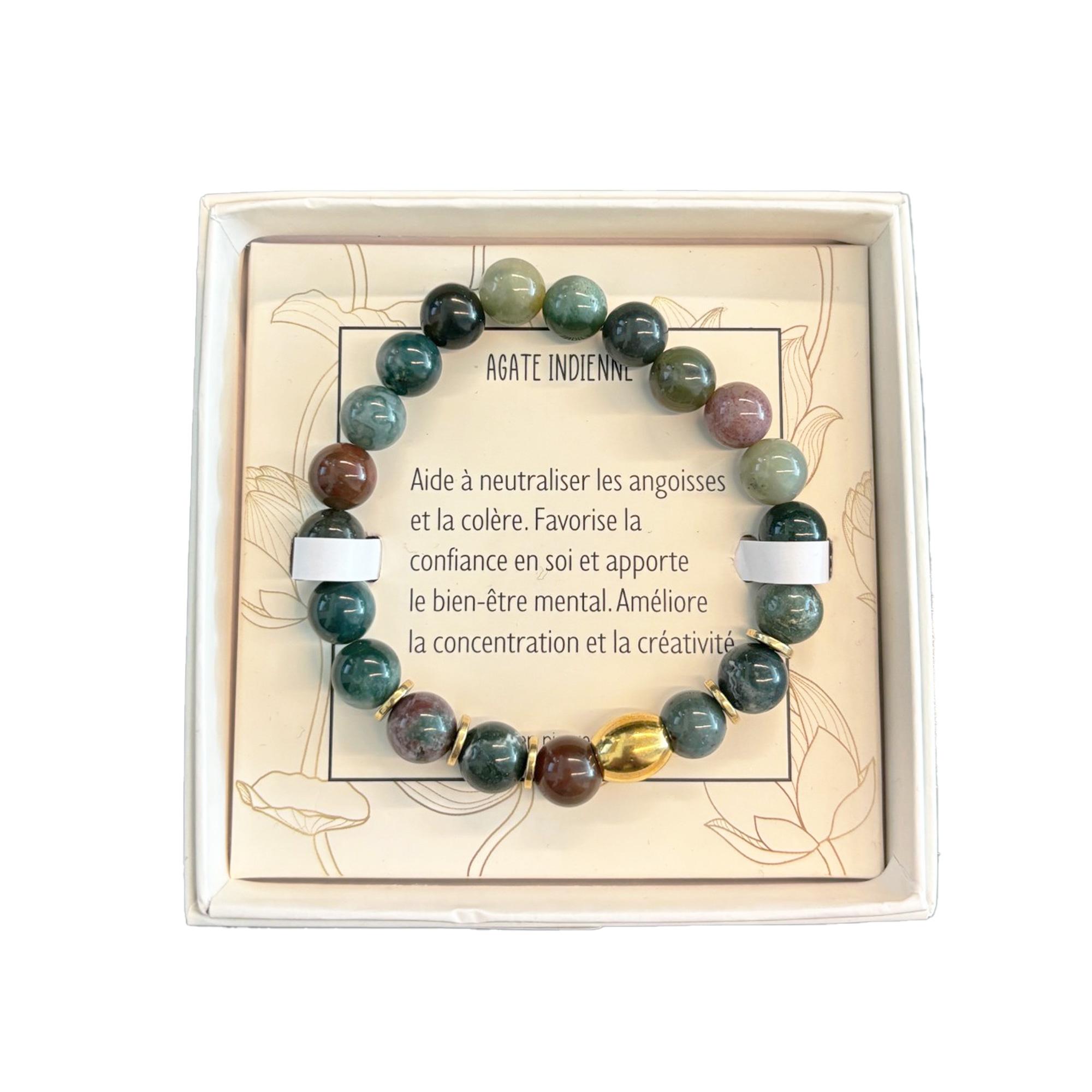 Bracelet en Agate Indienne Vert Kaki