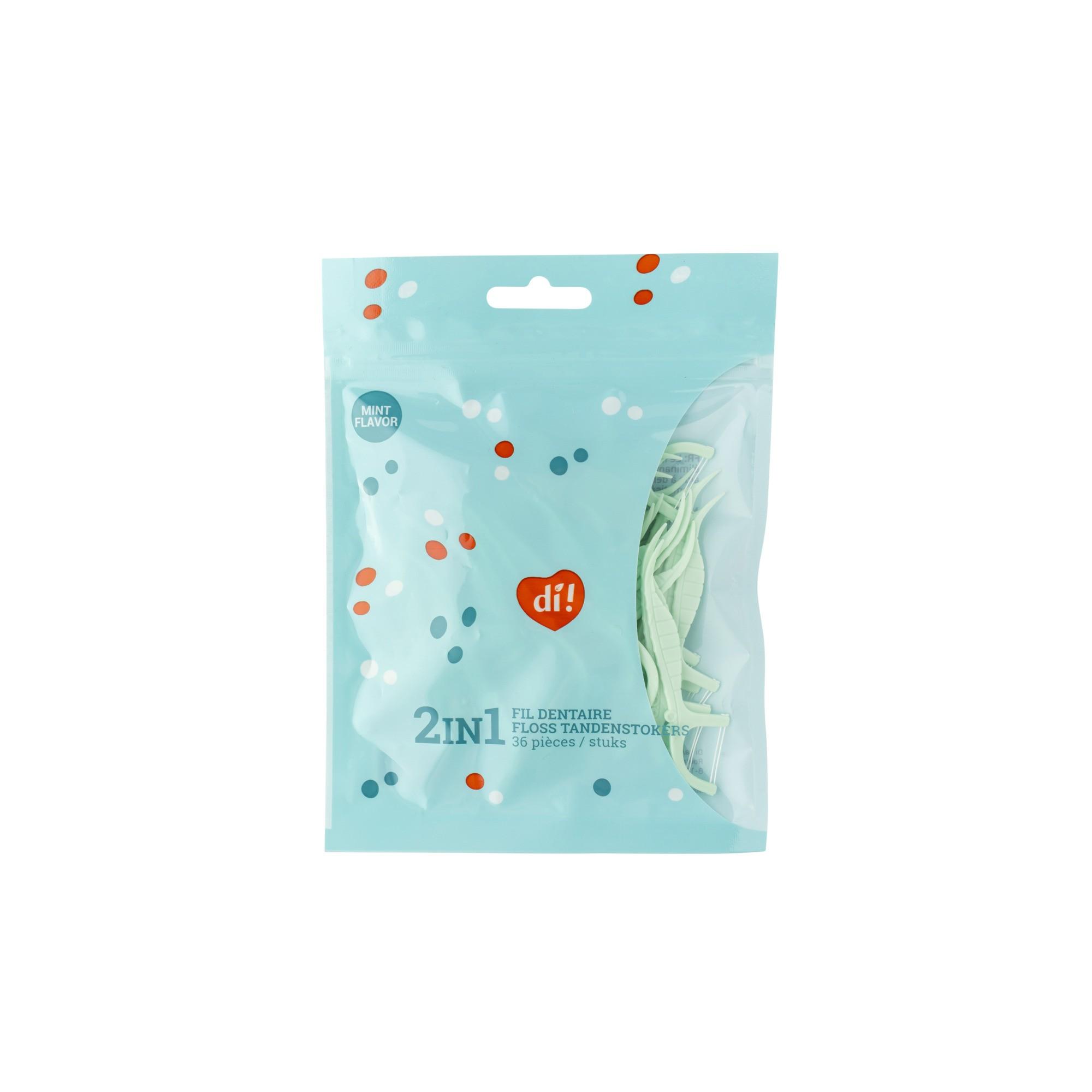 Fil dentaire 2‑en‑1 menthe – 36 pièces