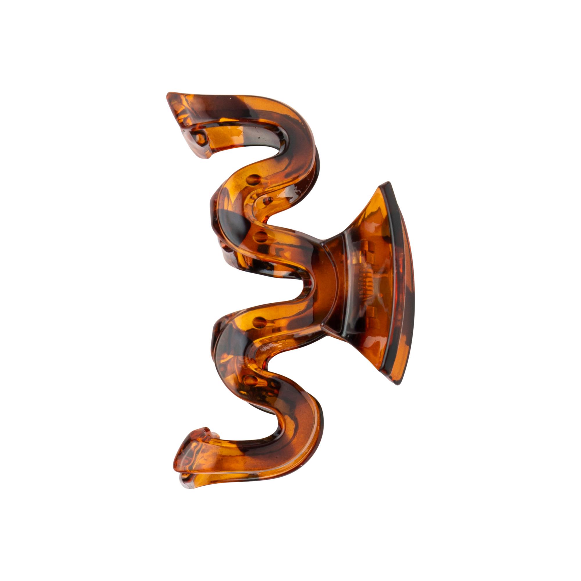 Pince à Cheveux Crabe Torsade Plastique Brillant Brun 9cm