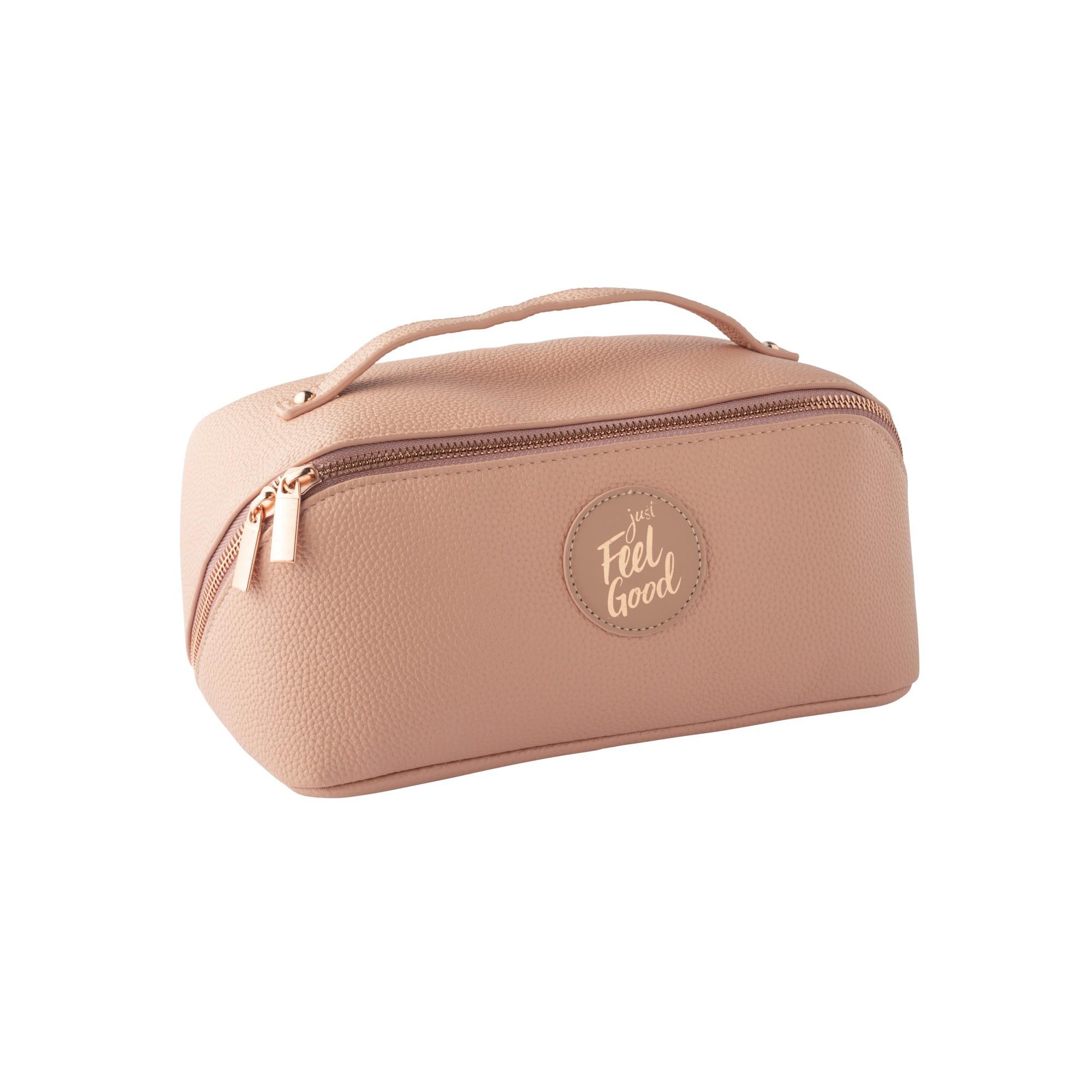 Trousse en similicuir PU saumon 23,5 x 10,5 x 11 cm