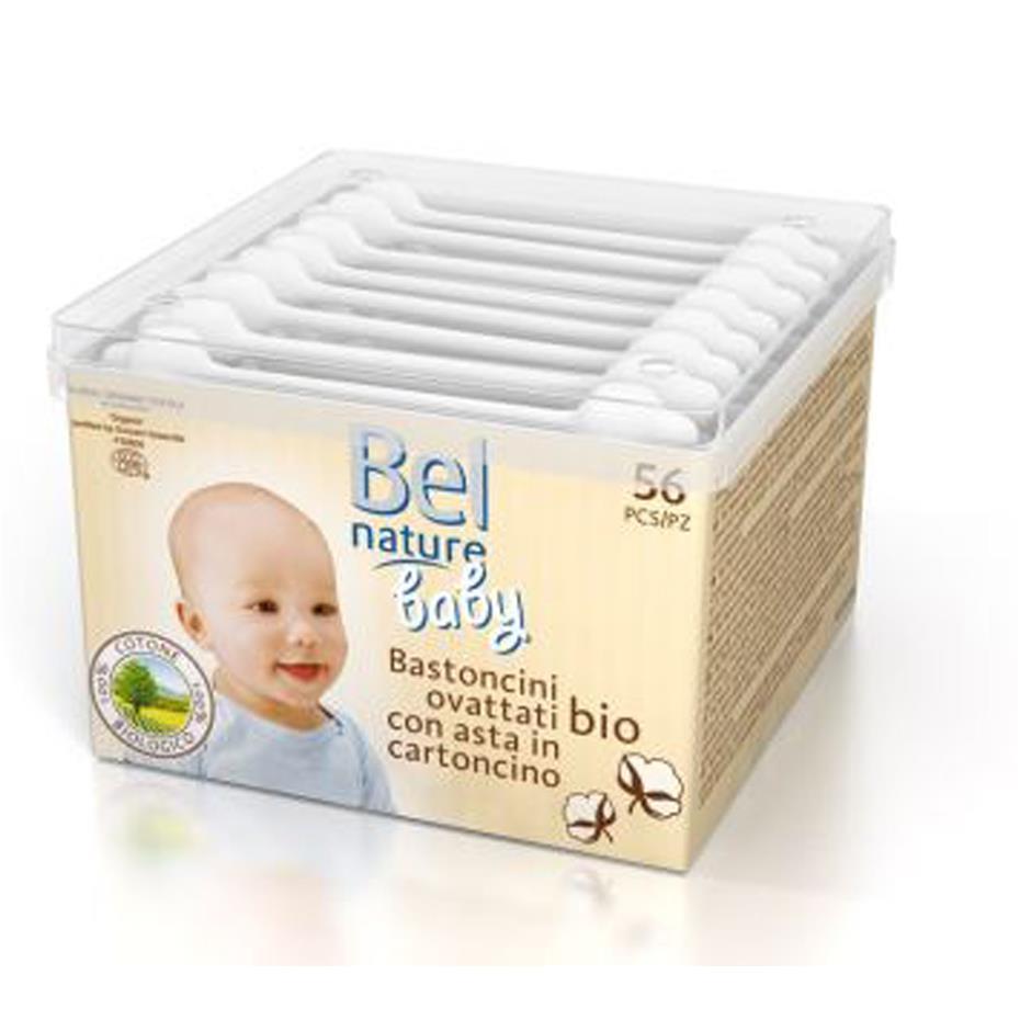 Bel Nature Bâtonnets bébé Bio avec tige en papier - 56 pièces