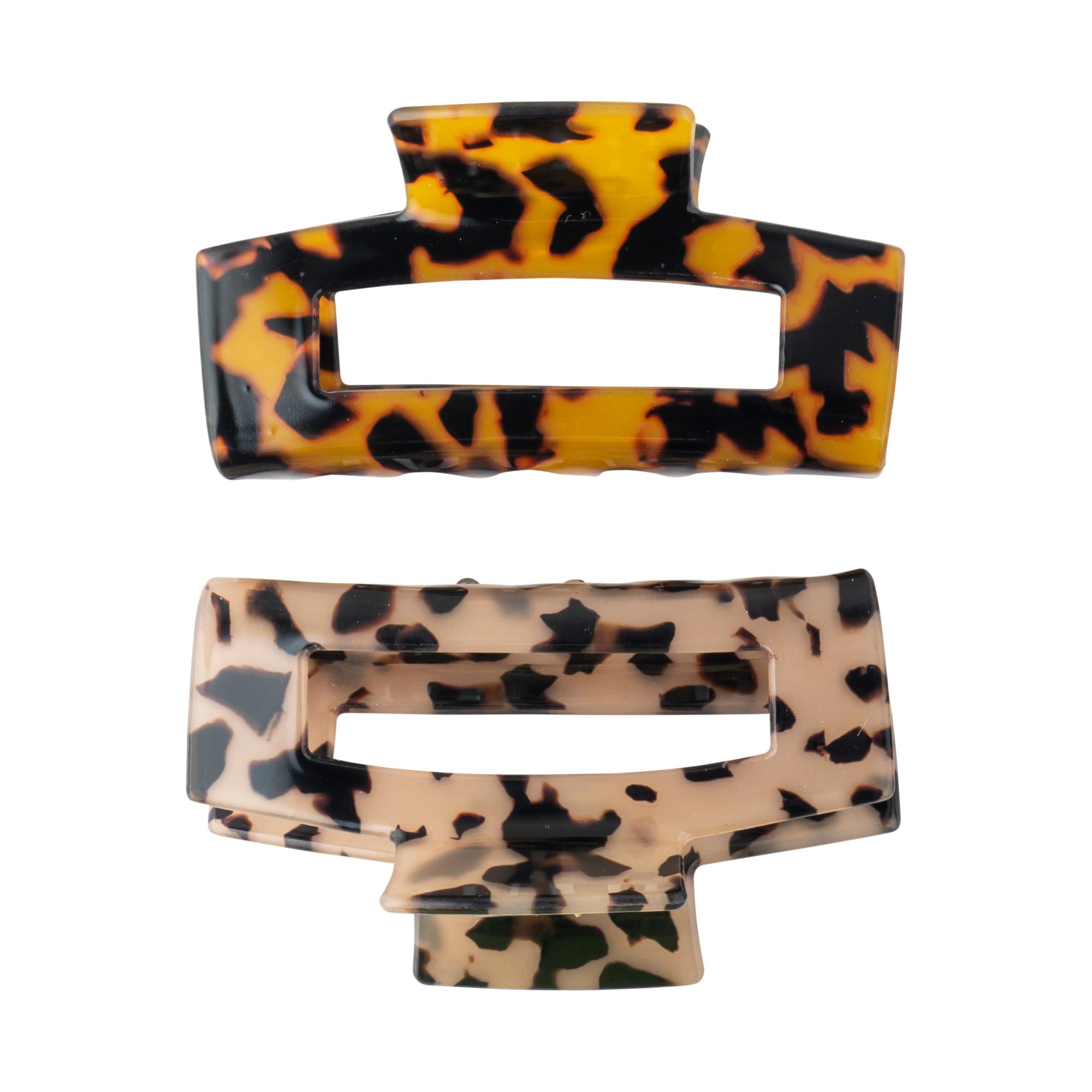 Lot de 2 Pinces à Cheveux Crabe Rectangulaires Animaux 9cm