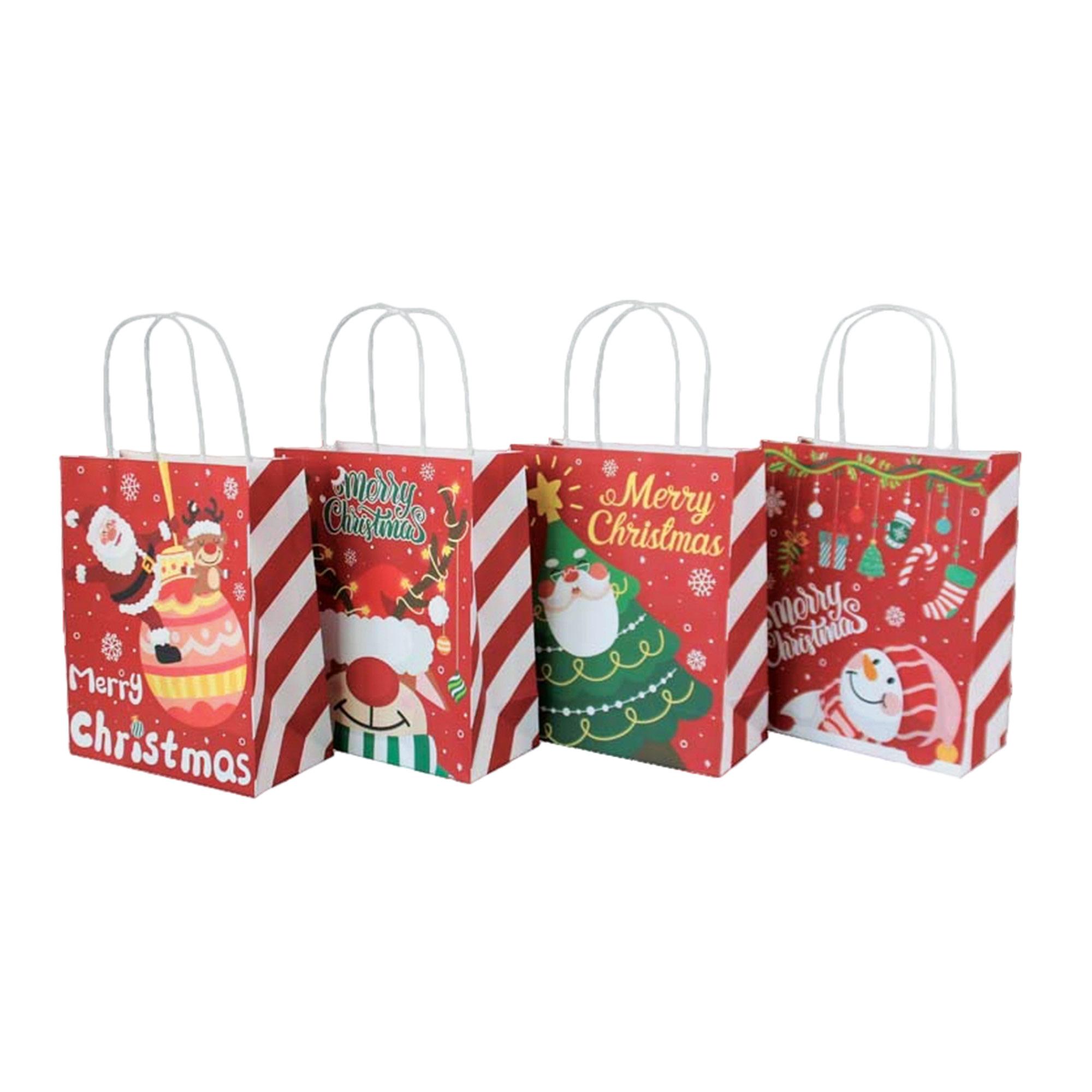 Sacs en papier de Noël rouges (4 pcs) 19x9x31,5 cm