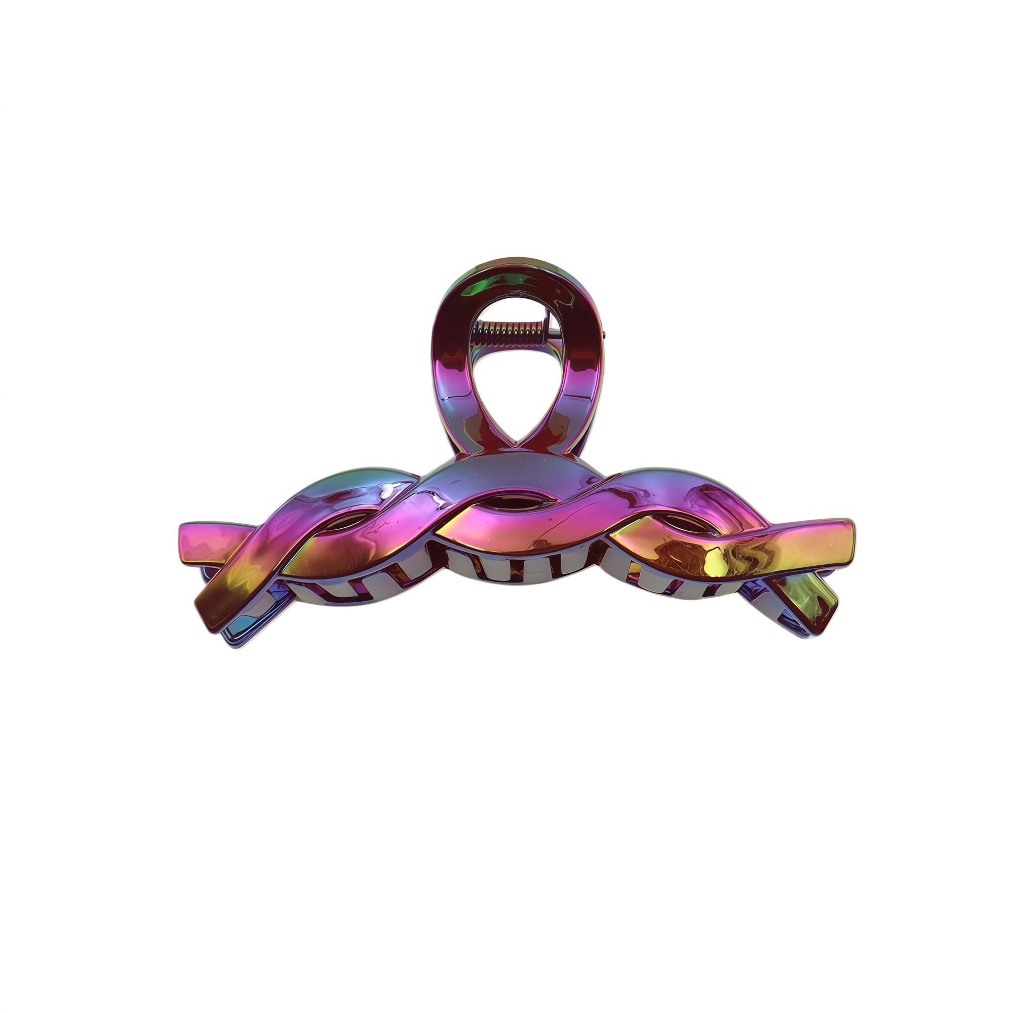 Pince tressée aubergine holographique 11cm