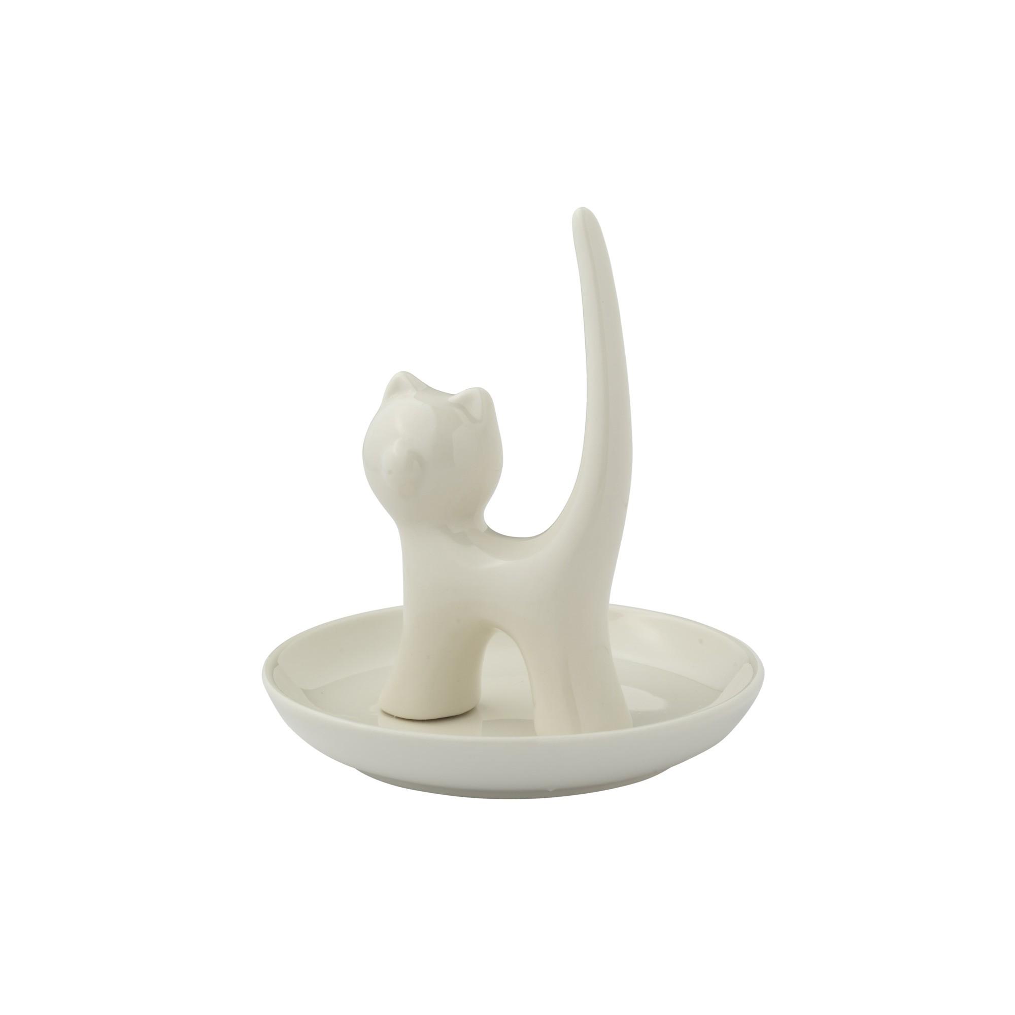Porte-bagues chat en céramique