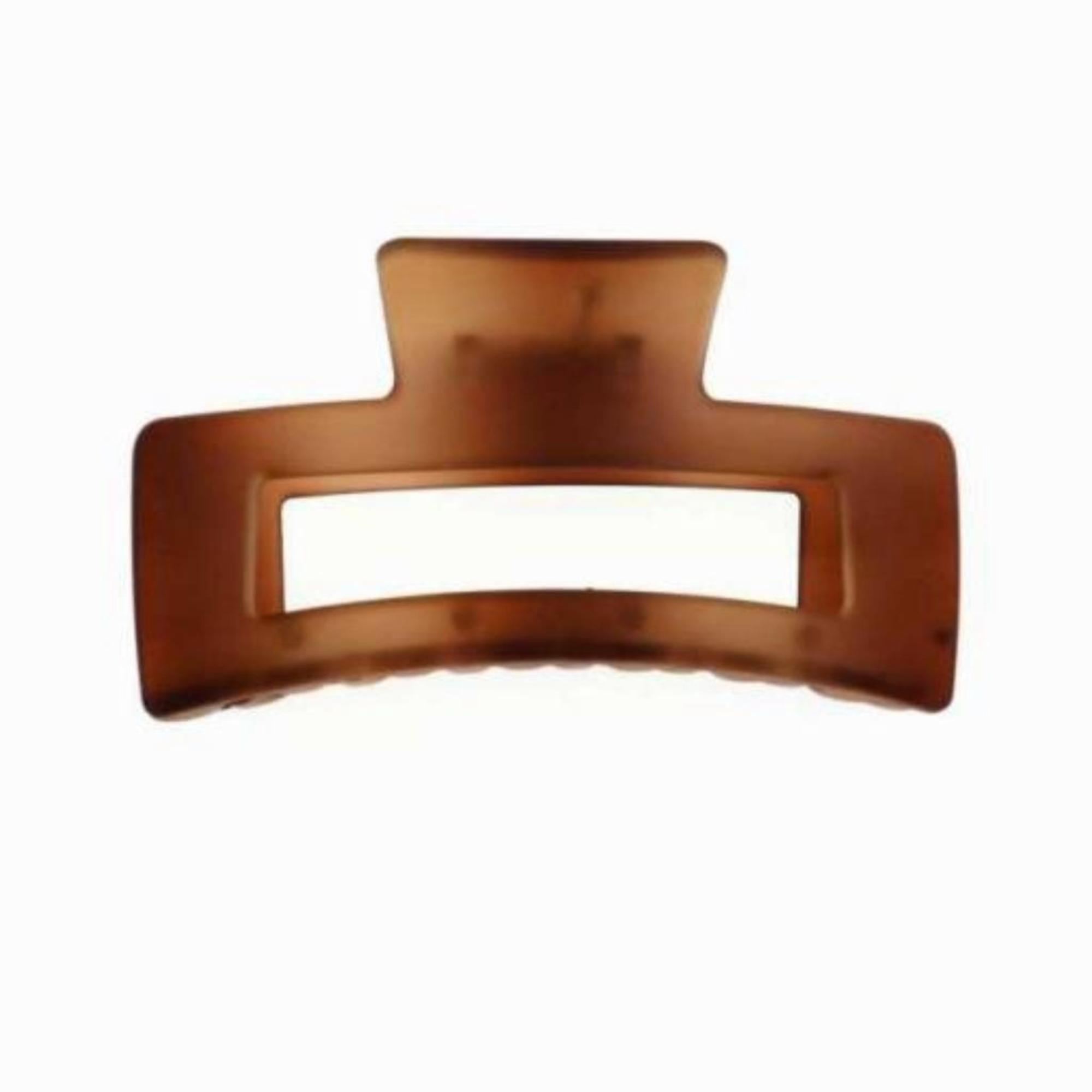 Rechthoekige bruine matte haarclip 10 cm