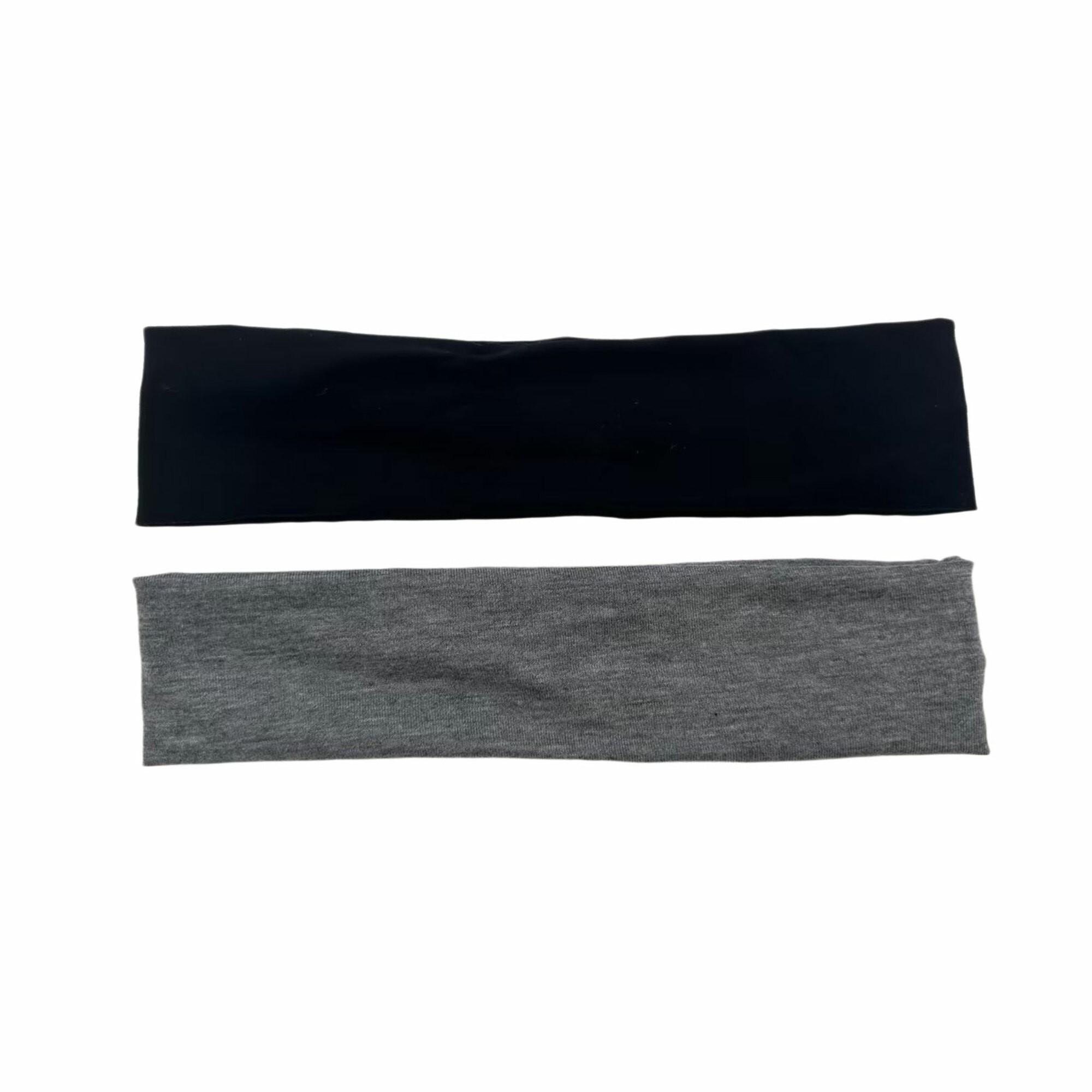 Bandeau en jersey noir/gris 6 cm - 2 pièces