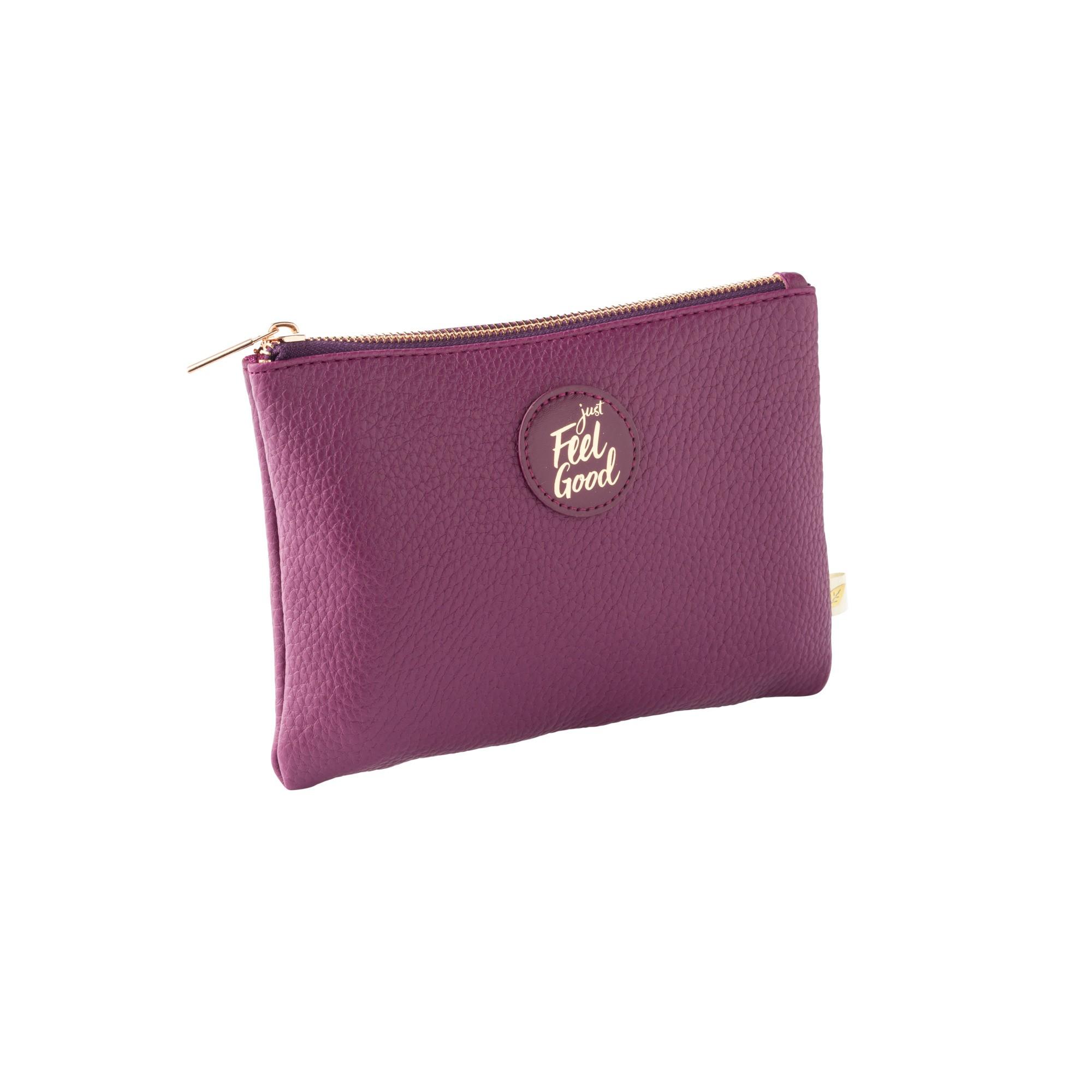 Trousse en similicuir PU magenta 14,5 x 20 cm