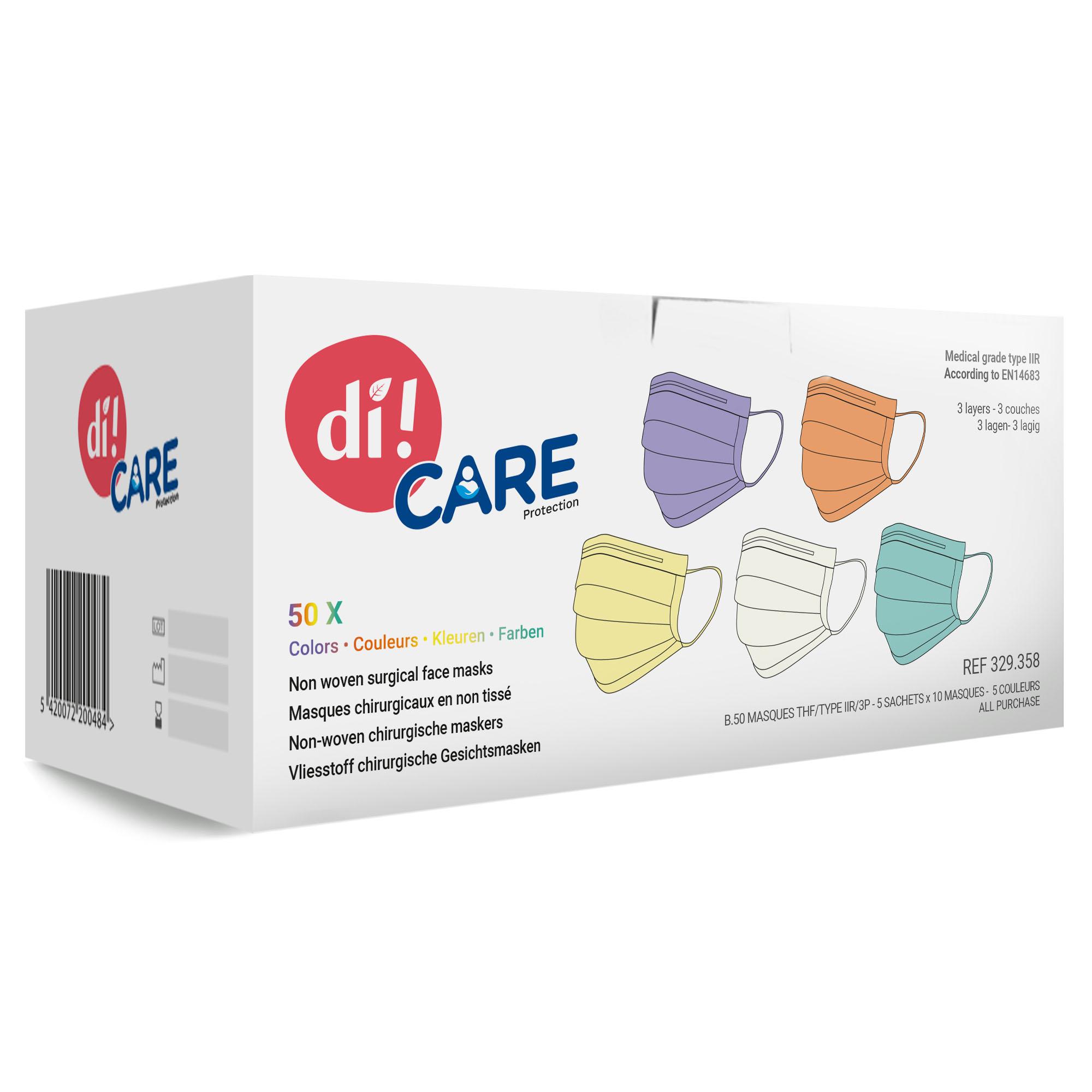 Masque chirurgical non-tissé Multi-color THF IIR - 50 pièces