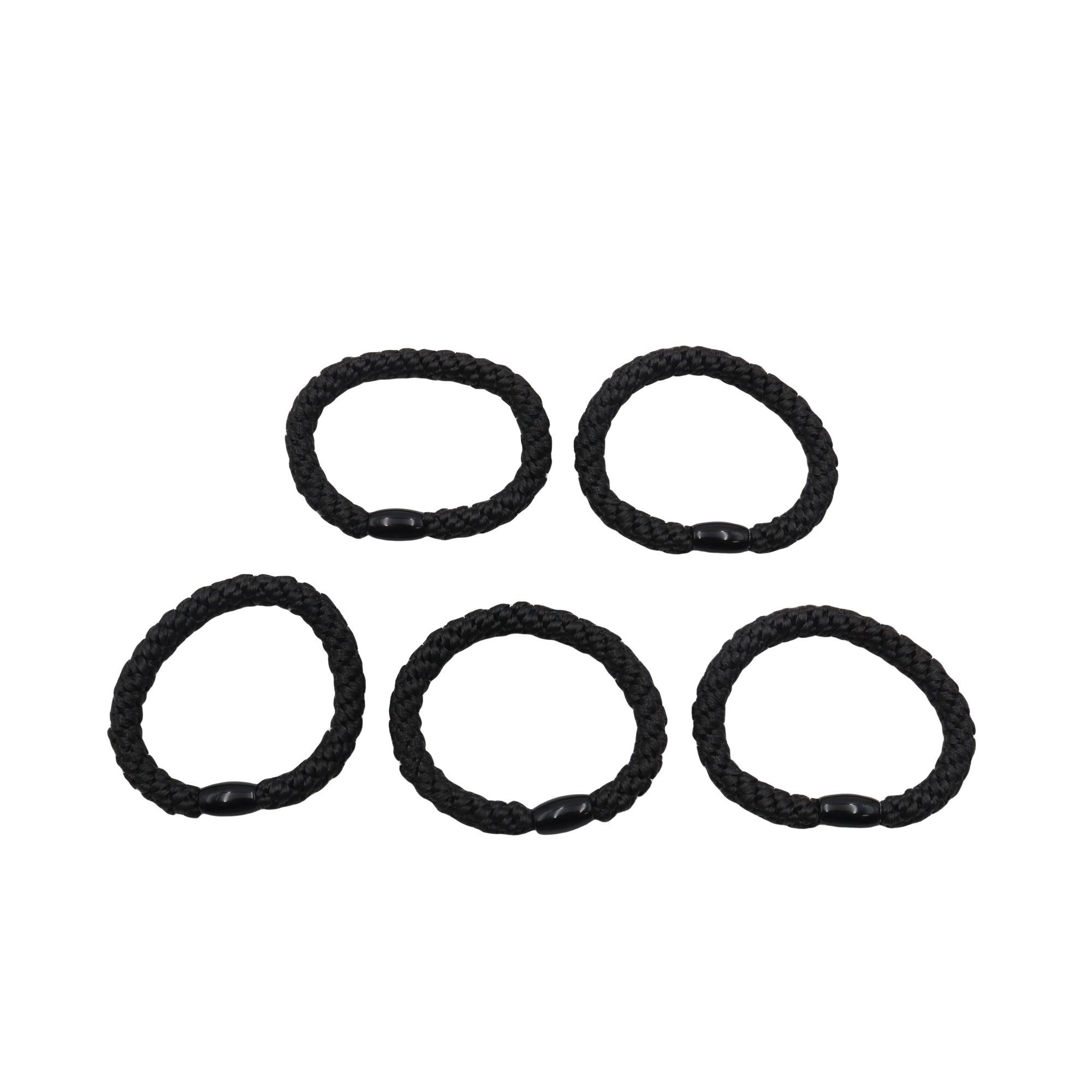 Lot de 5 Élastiques Épais avec Billes Noires, 0,7cm
