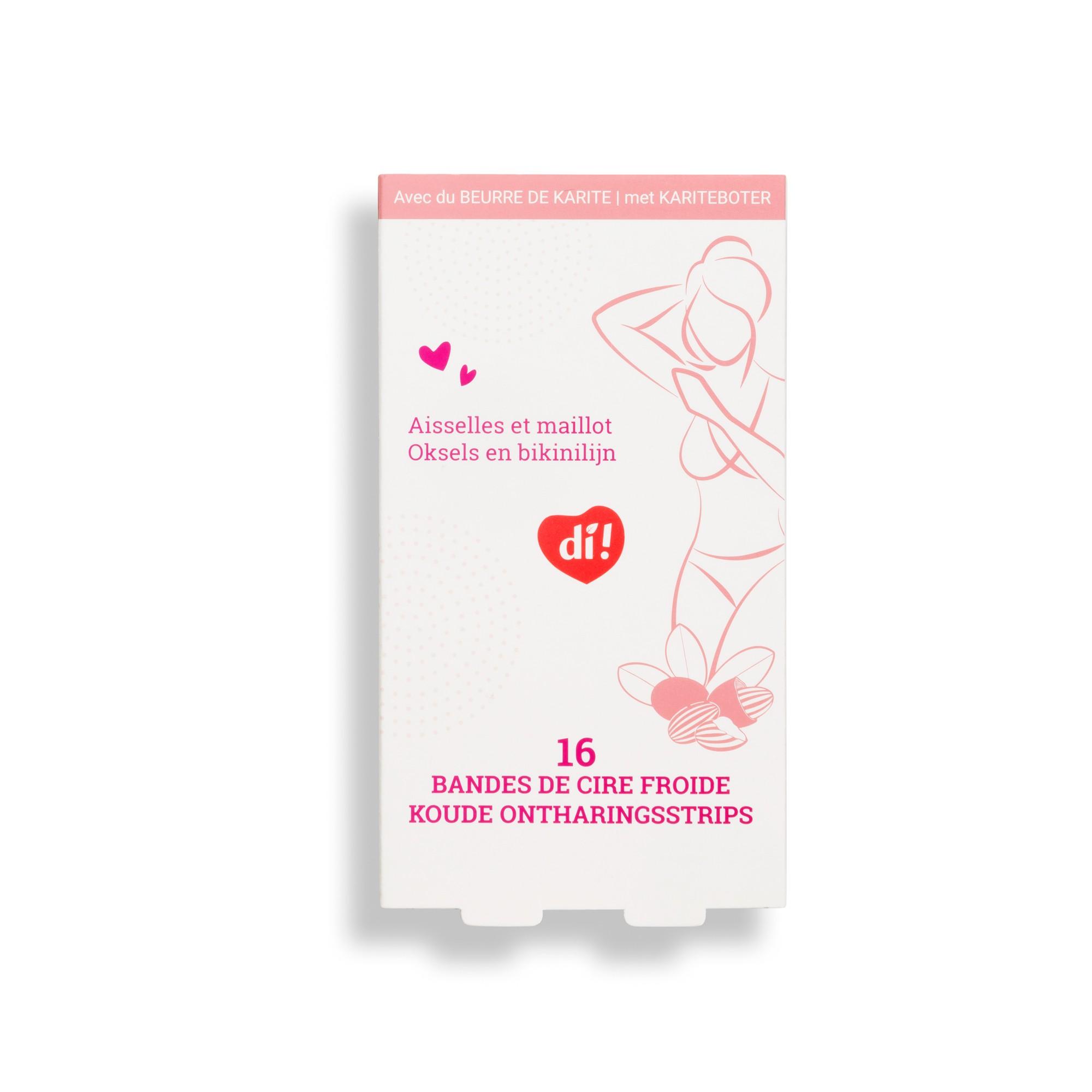 Bandes de cire froide pour aisselles/maillot au beurre de karité -16 bandes