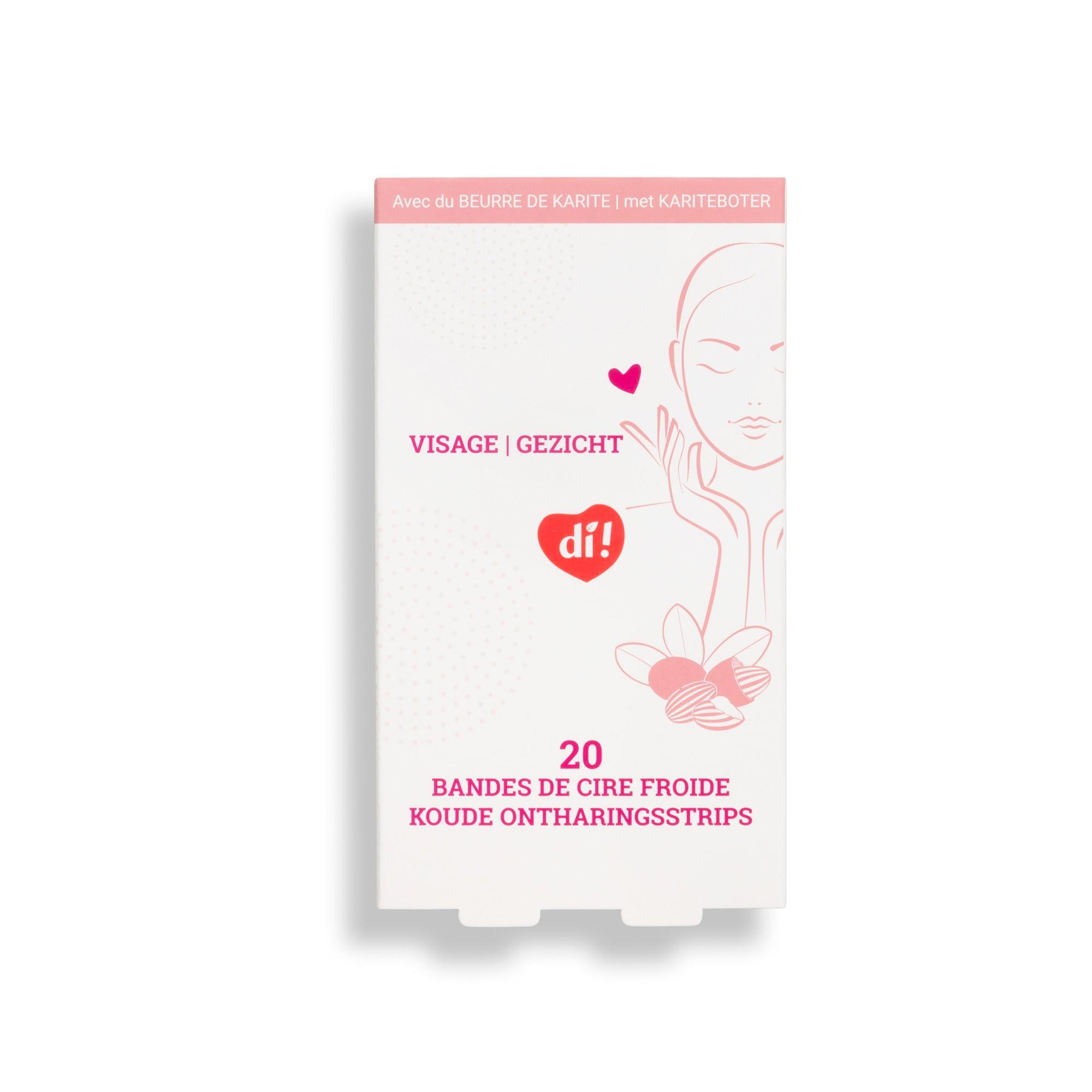 Bandes de cire froide pour visage au beurre de karité - 20 bandes