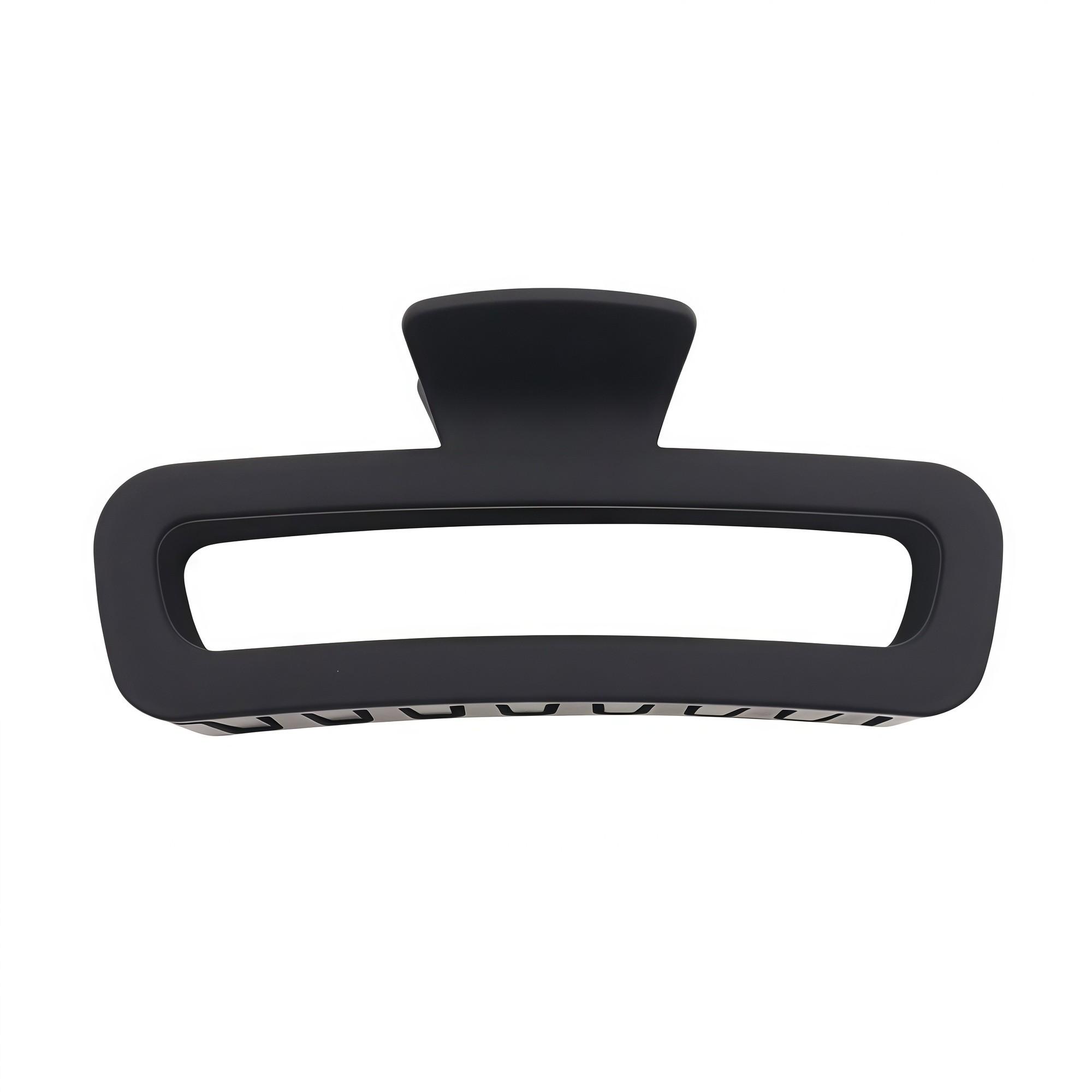 Pince à cheveux rectangulaire fine noir mat 12,8cm