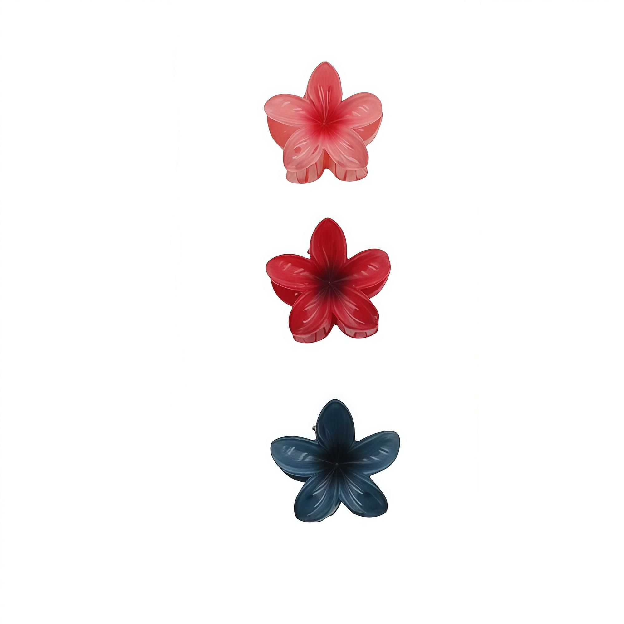 Pince à cheveux fleur 3 couleurs 4cm - 3PC