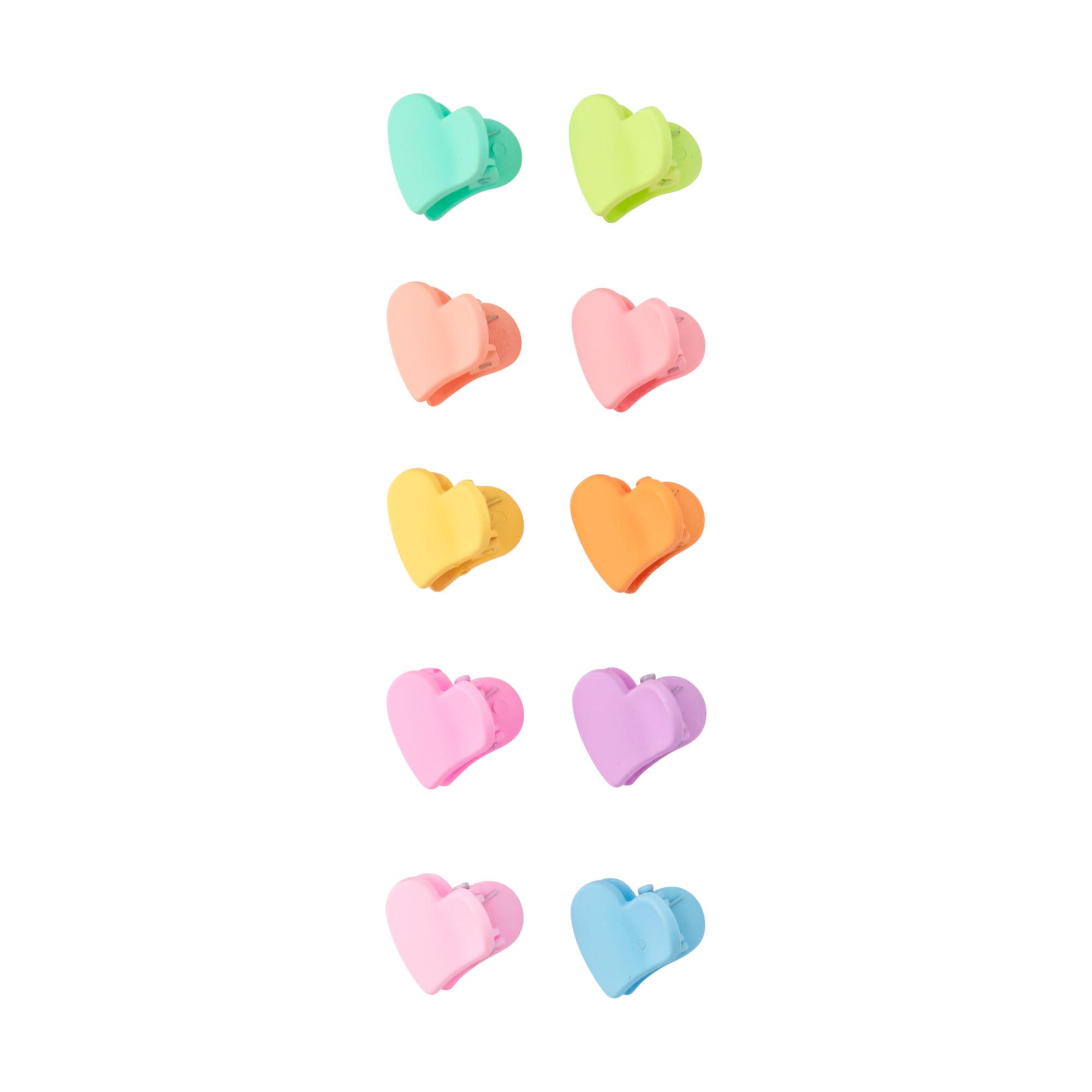Set van 10 Mini Haarspelden Krab Hart Multicolor 2cm