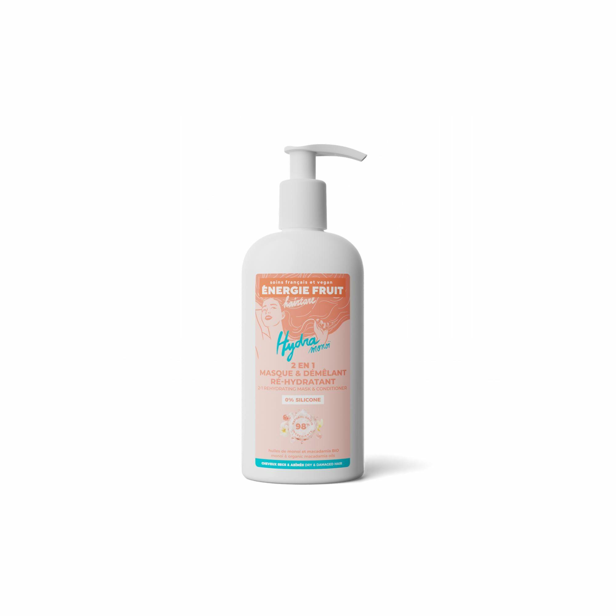 2en1 Masque + Après Shampooing Sans Silicone - Cheveux Abîmés - Monoï et Huile de Macadamia Bio