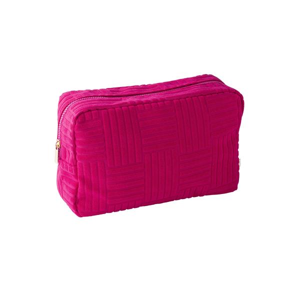 Fuchsia toilettas van jacquardbadstof 28 x 18 x 9 cm