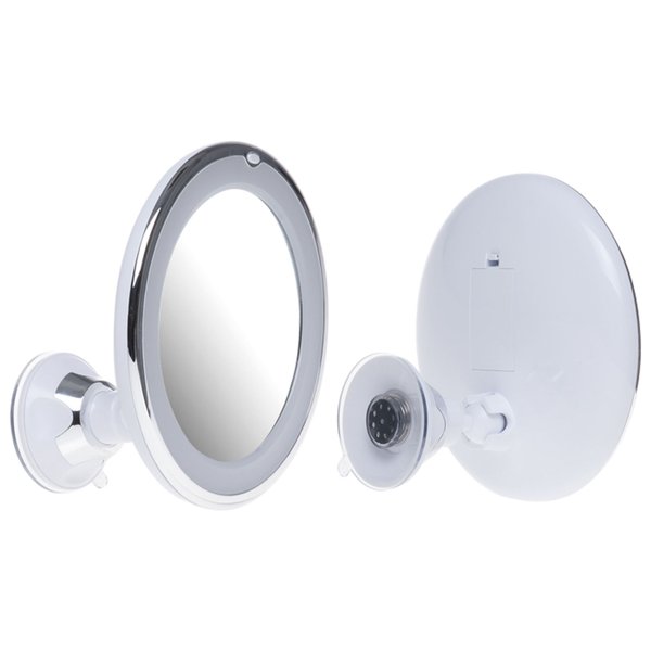 Schramm S/O® LED Miroir grossissant 10 x avec ventouse Miroir LED grossissant Blanc avec Miroir de maquillage Miroir avec éclairage LED Miroir sur pied Miroir cosmétique Miroir de salle bains 